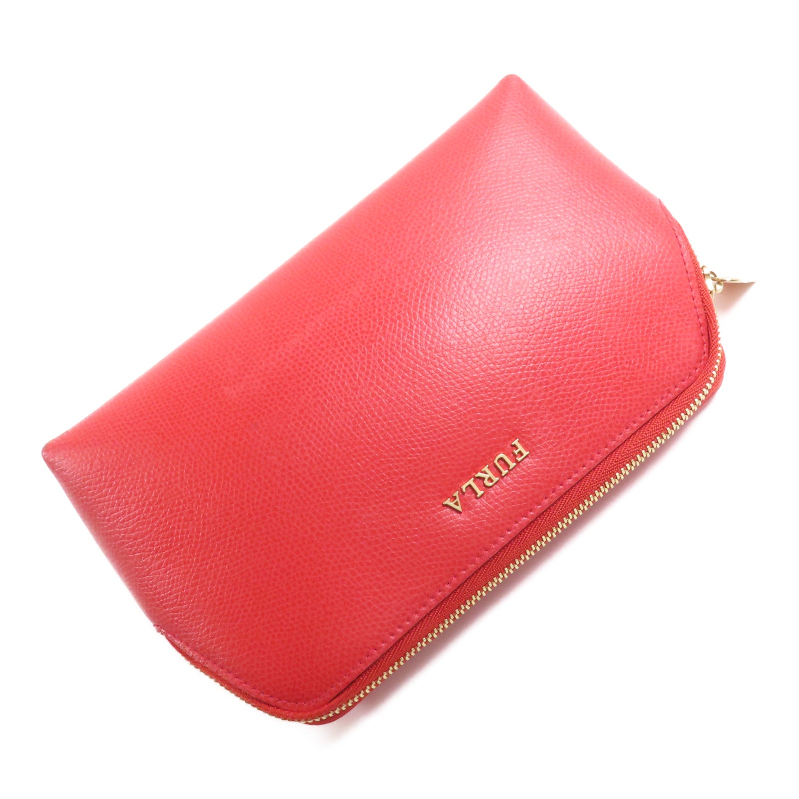 Furla 牛皮皮革Pouch金扣手拿包