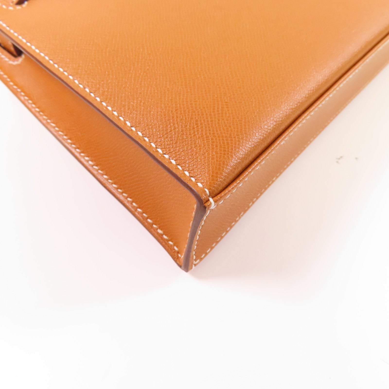 HERMES Madame皮革Kelly Elan銀扣肩背袋Gold