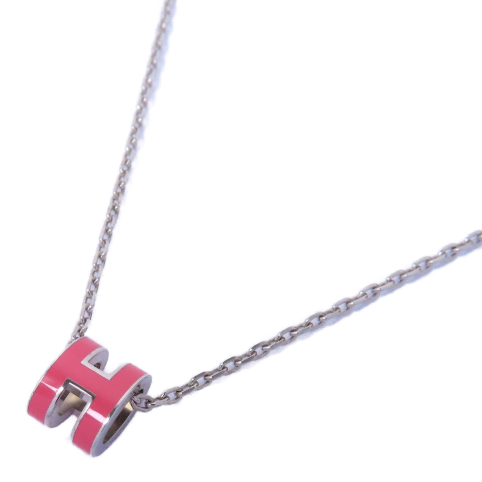 HERMES 金屬Mini Pop H Necklace項鍊粉紅色/銀色