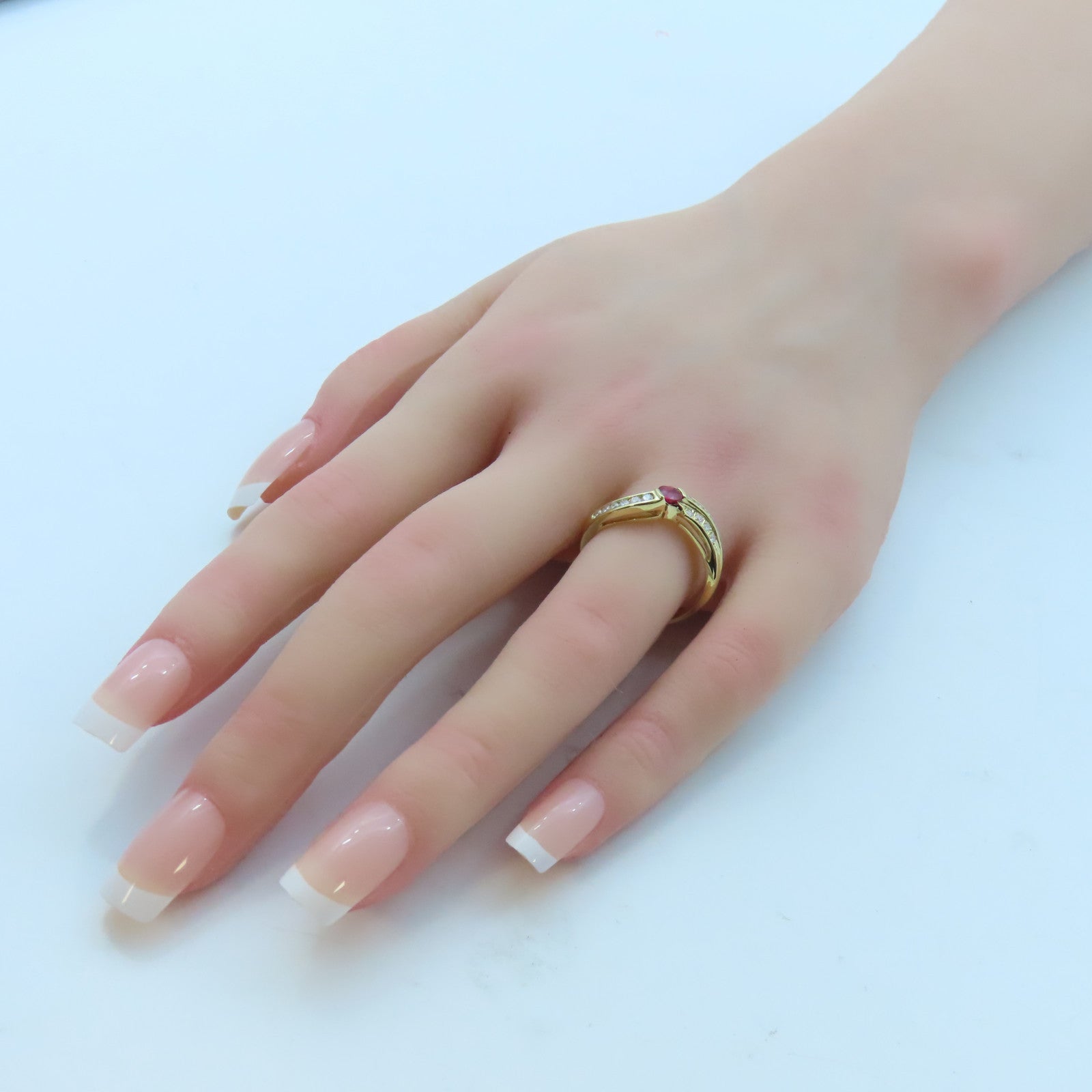 JEWELRY 【激減優惠】18K黃金Ruby/Diamond Ring 0.26ct紅寶石/0.30ct鑽石戒指US#8