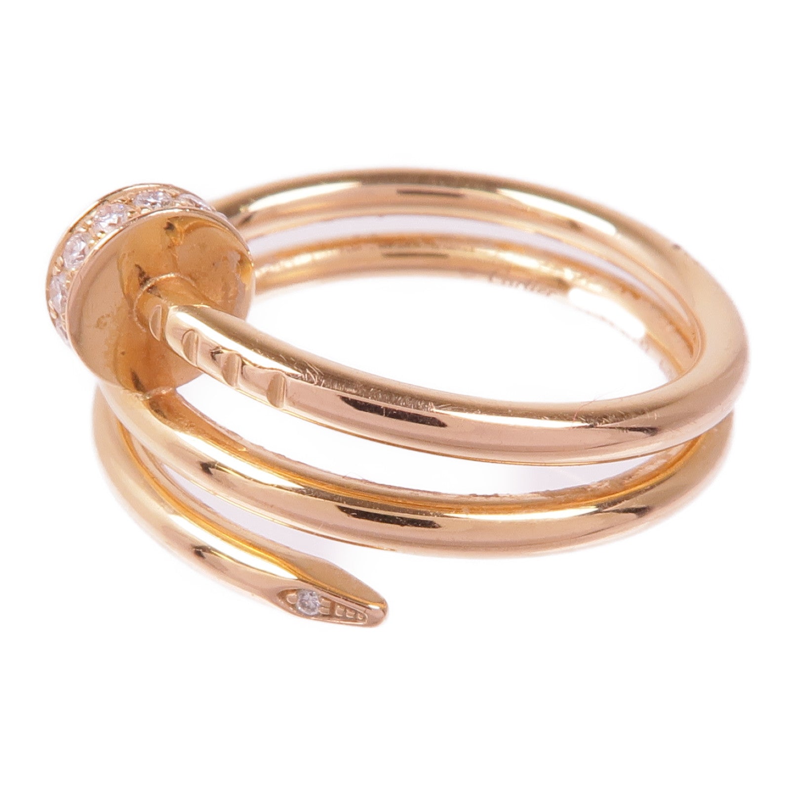 CARTIER 18K玫瑰金Juste un Clou Double鑽石戒指Cartier#53/US#6.5