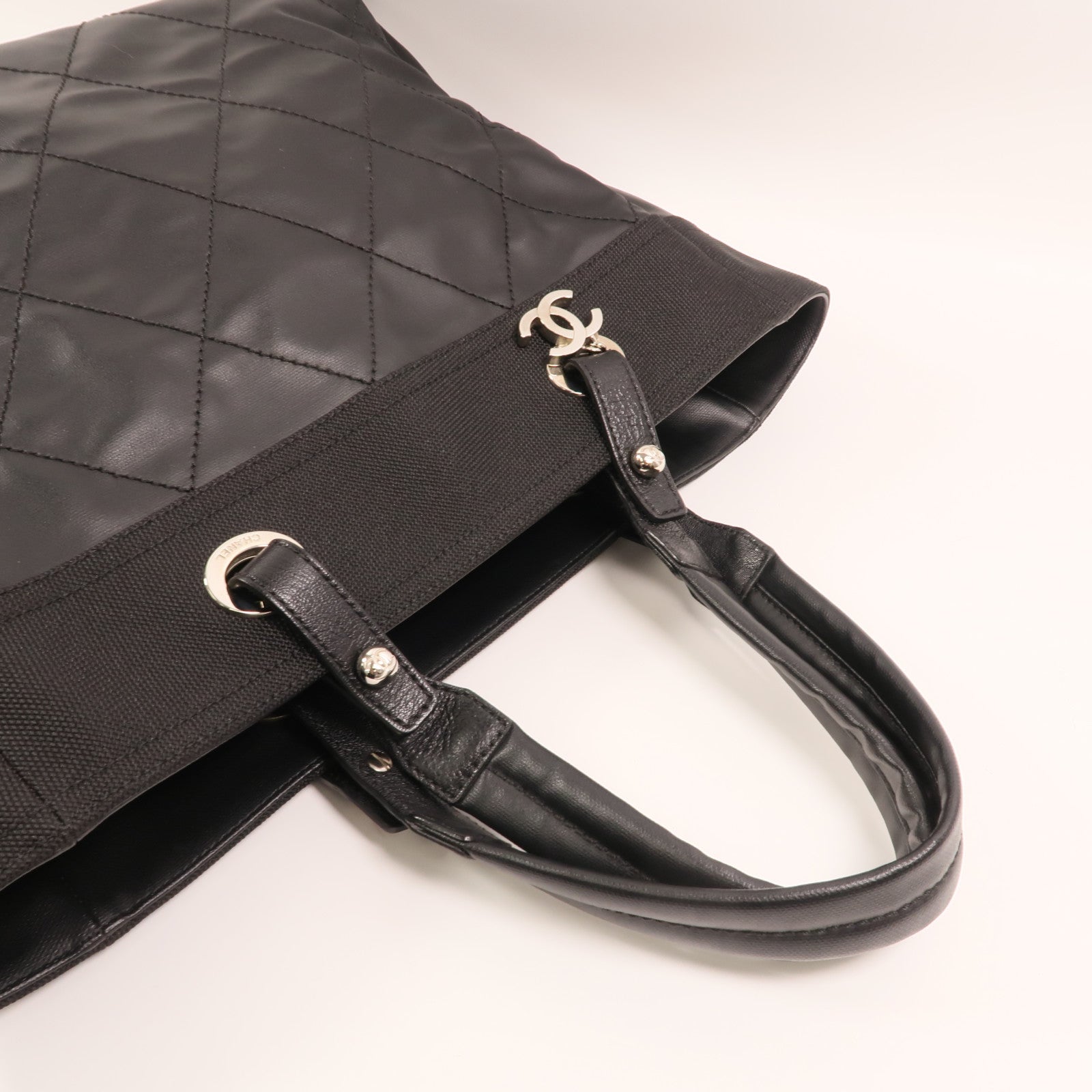 CHANEL 尼龍/帆布Tote Bag銀扣手挽袋