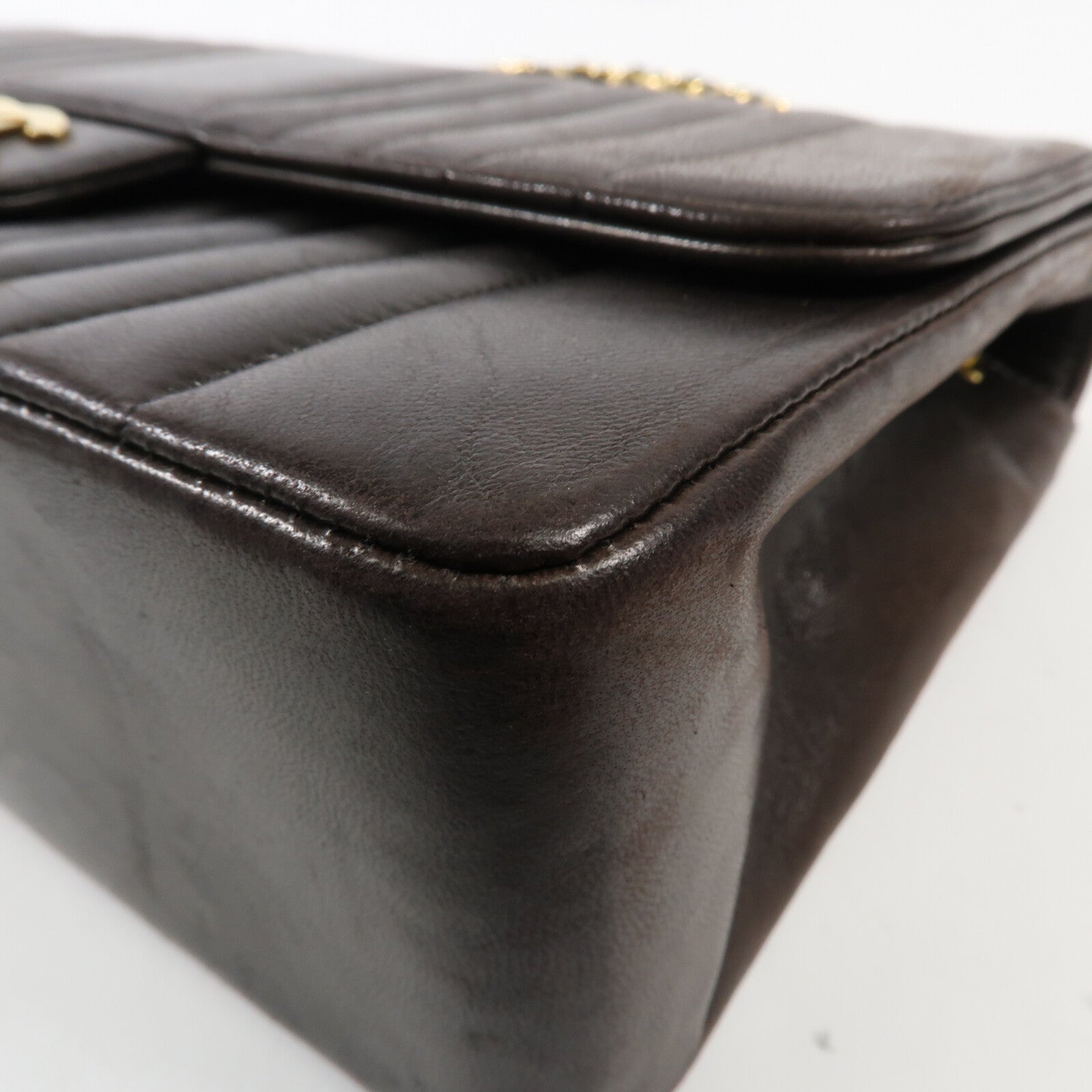 CHANEL 牛皮皮革Chain Shoulder金扣鏈帶肩背袋