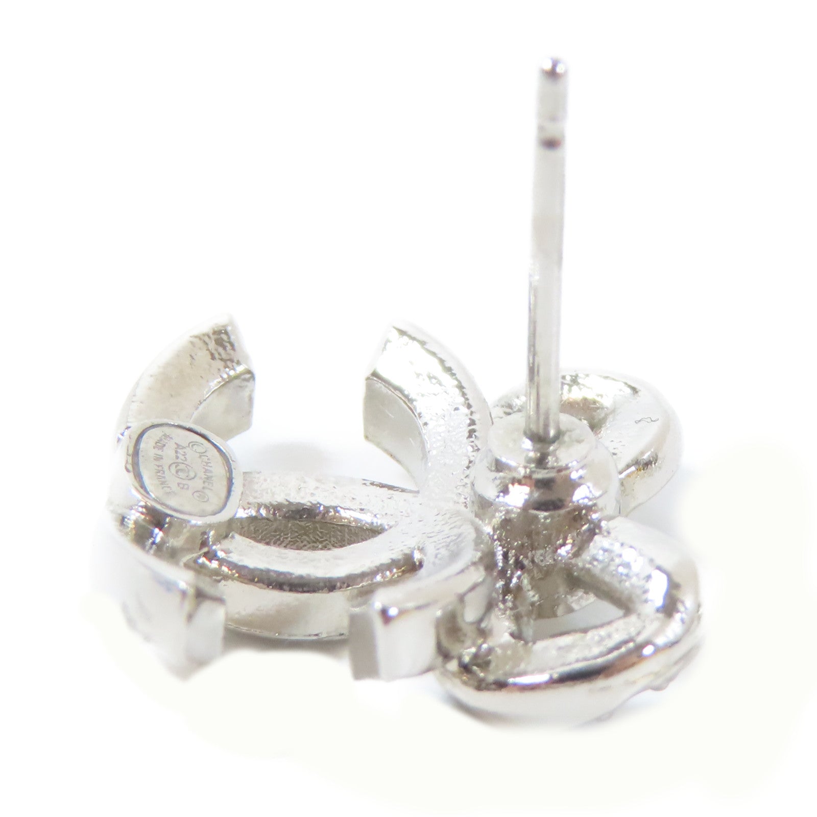 CHANEL 金屬/水晶Pierced Earrings耳環銀色