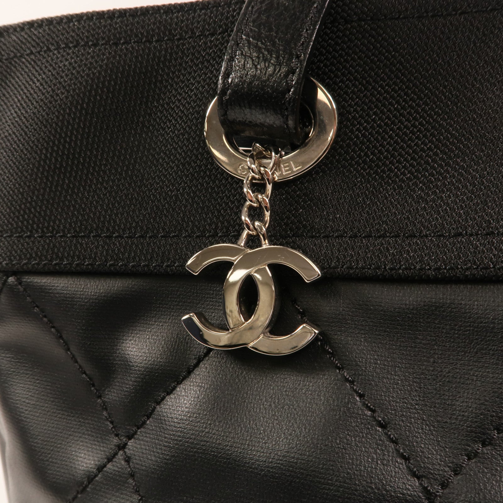 CHANEL 尼龍/帆布Tote Bag銀扣手挽袋