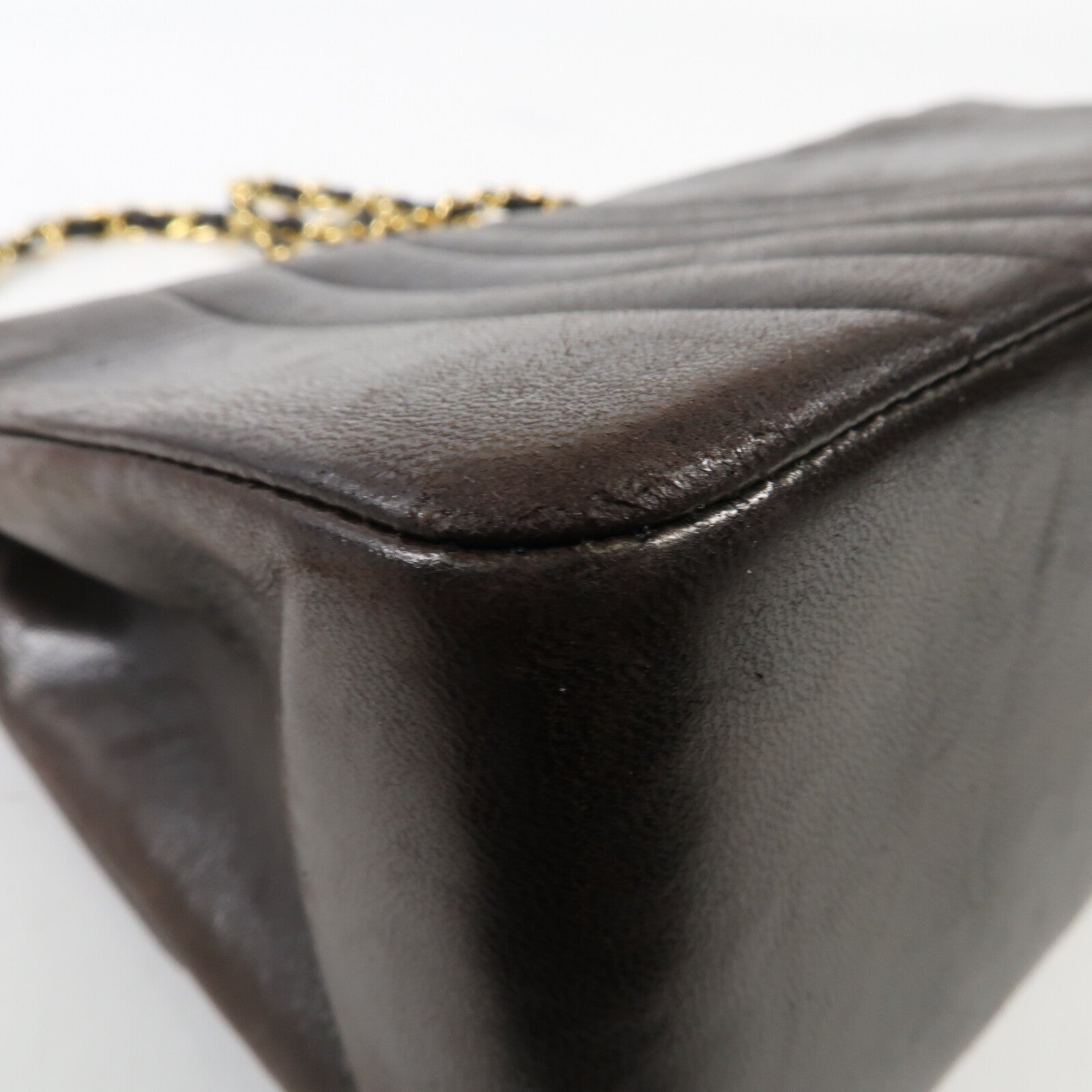 CHANEL 牛皮皮革Chain Shoulder金扣鏈帶肩背袋