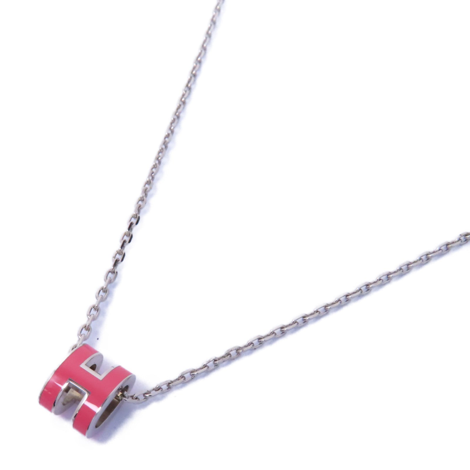 HERMES 金屬Mini Pop H Necklace項鍊粉紅色/銀色
