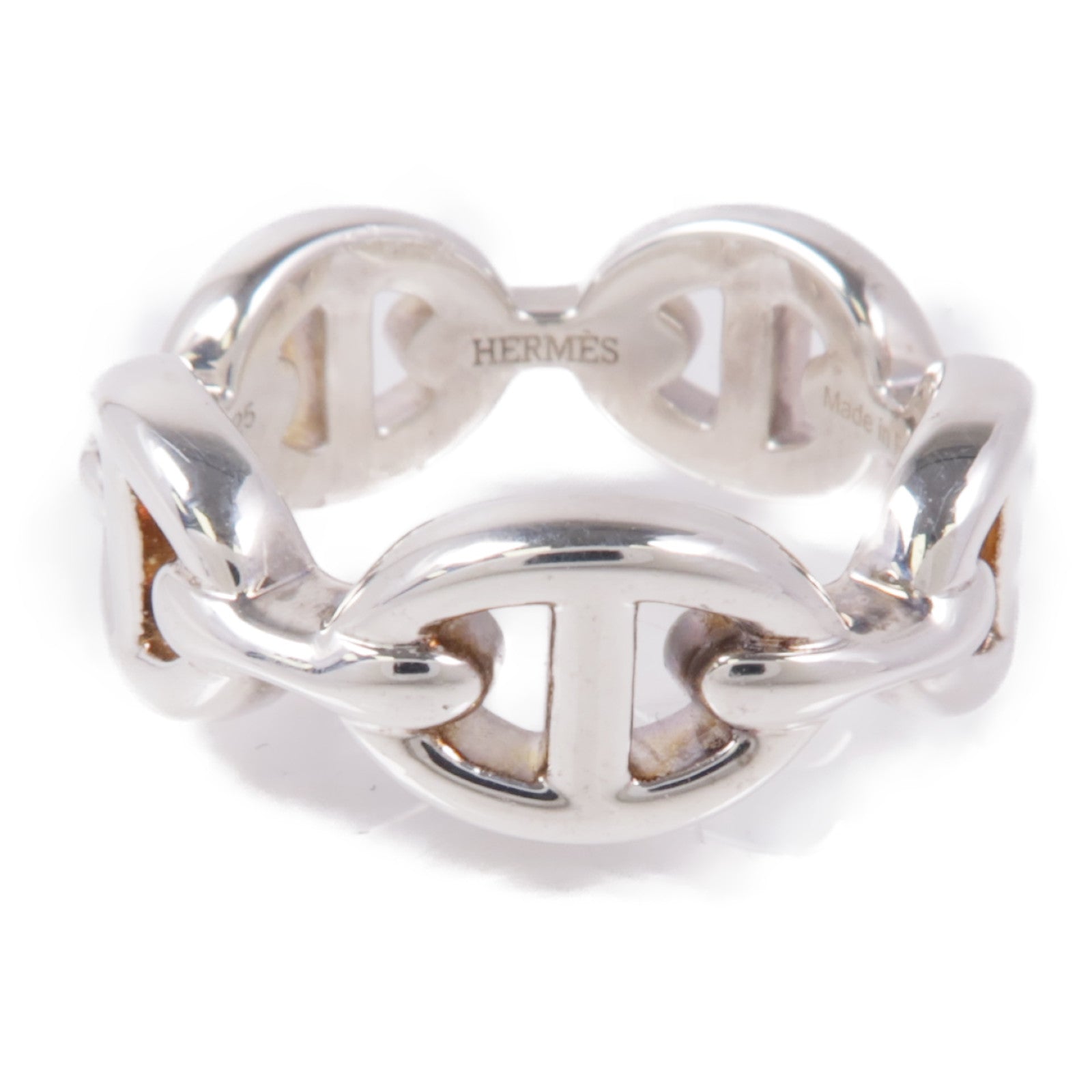 HERMES 925純銀Chaine d'ancre Enchainee Ring戒指US#4.5