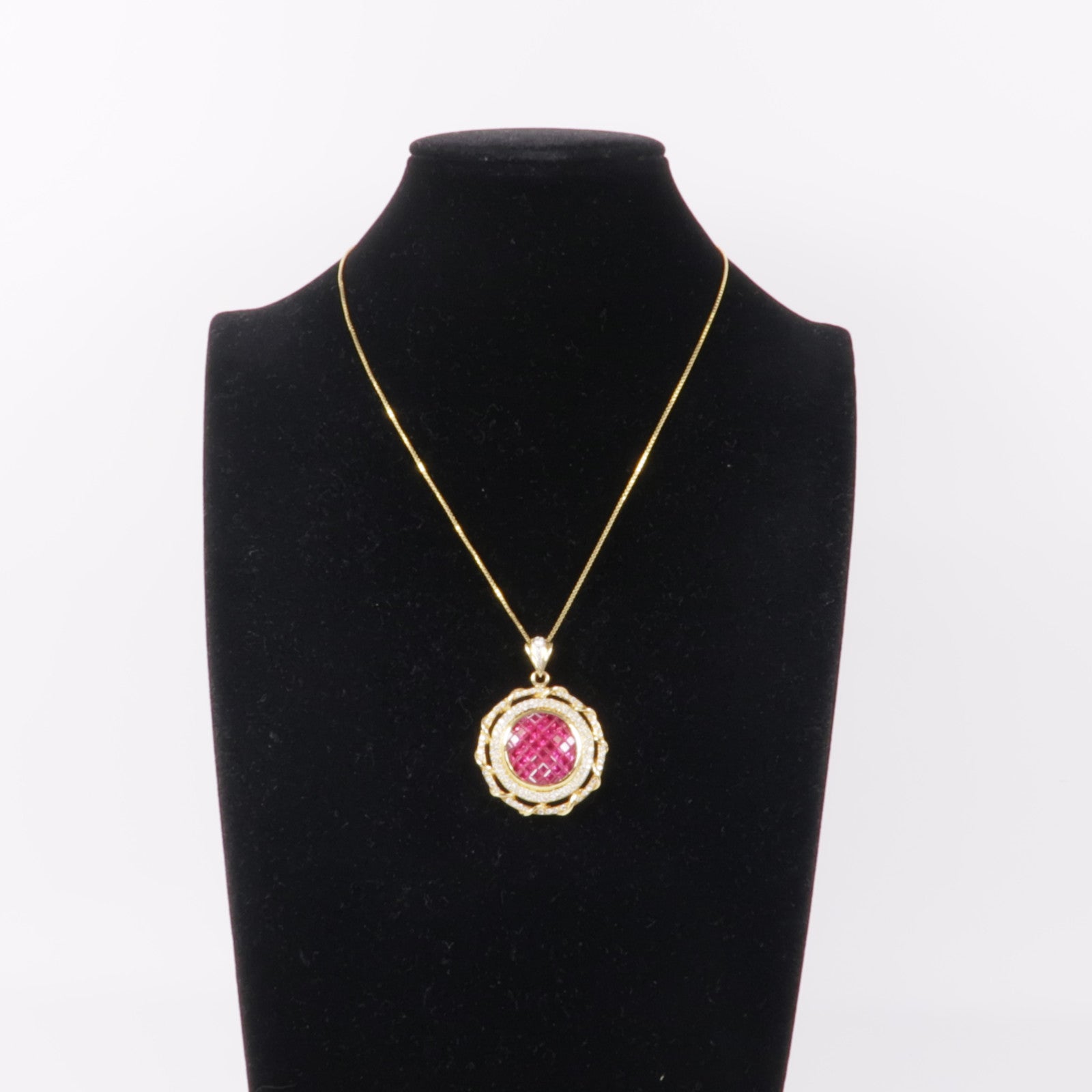 JEWELRY Ruby Diamond Necklace 18K Yellow Gold