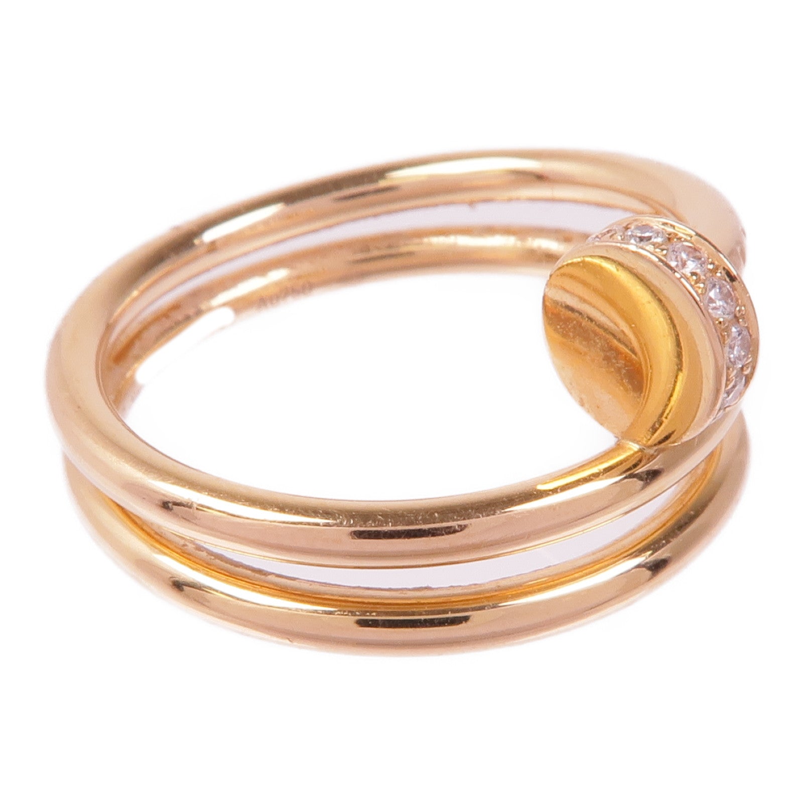 CARTIER 18K玫瑰金Juste un Clou Double鑽石戒指Cartier#53/US#6.5