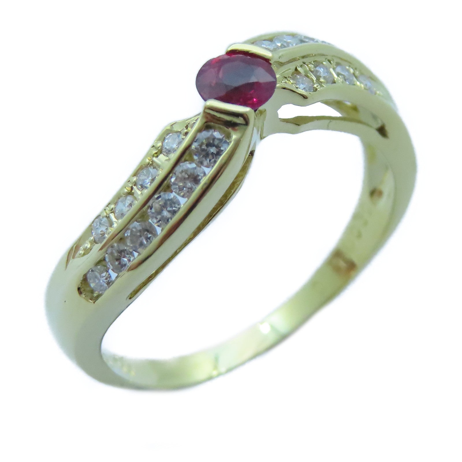 JEWELRY 【激減優惠】18K黃金Ruby/Diamond Ring 0.26ct紅寶石/0.30ct鑽石戒指US#8
