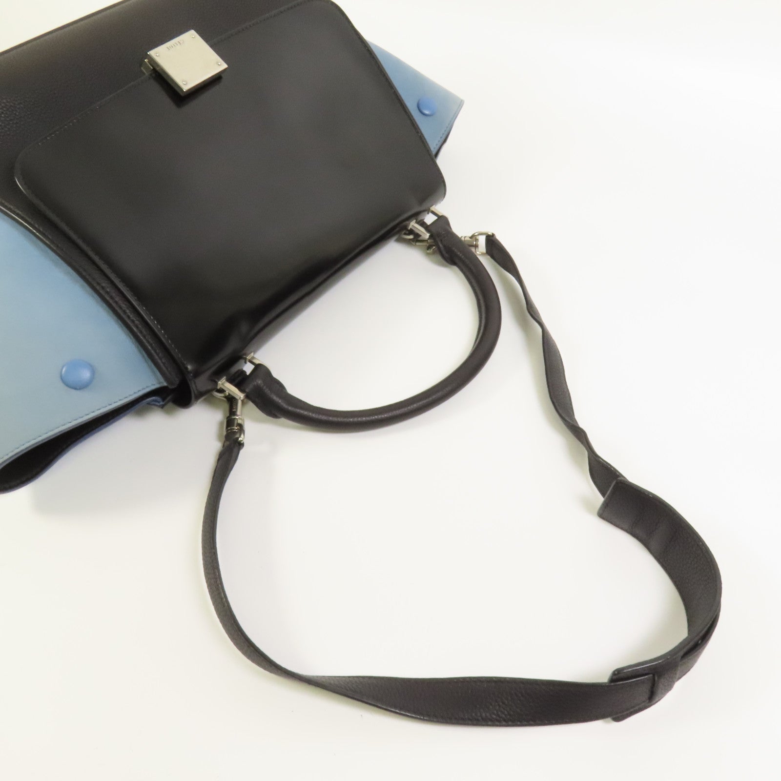 CELINE 牛皮皮革Trapeze銀扣手挽肩背兩用袋