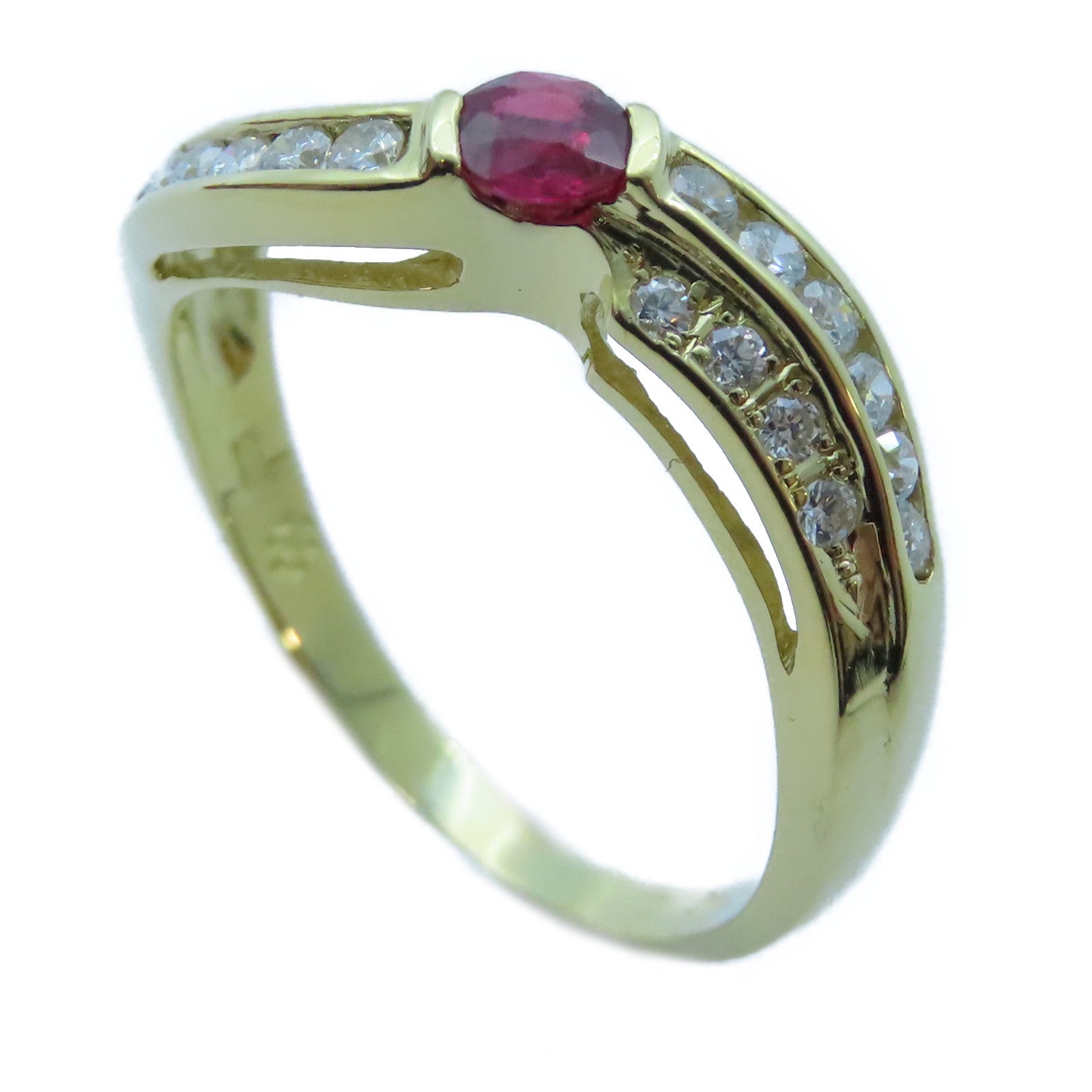 JEWELRY 【激減優惠】18K黃金Ruby/Diamond Ring 0.26ct紅寶石/0.30ct鑽石戒指US#8
