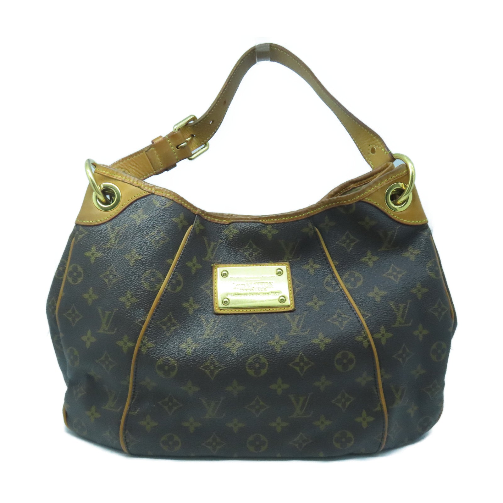 LOUIS VUITTON Monogram Galliera PM Gold Buckle Shoulder Bag Brown
