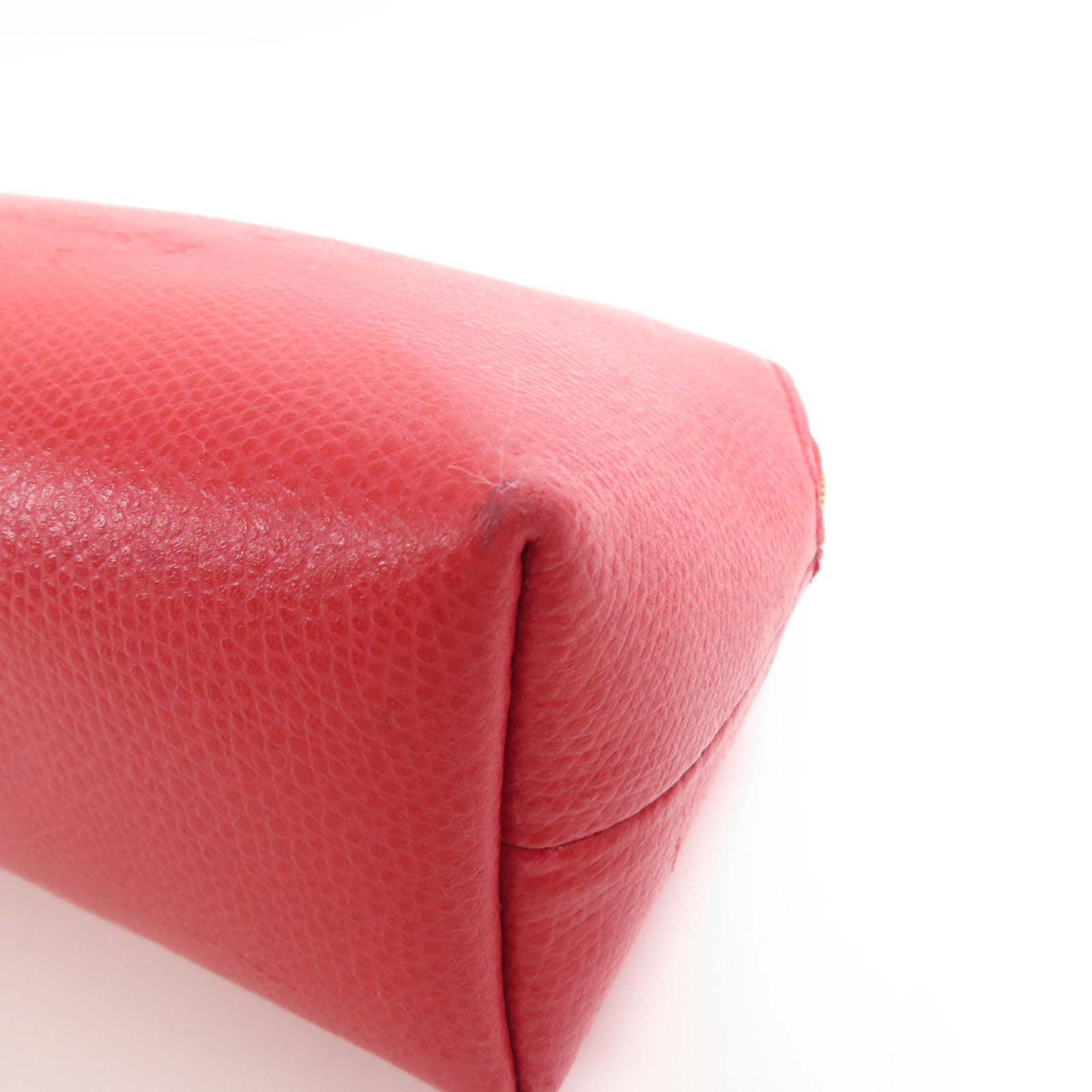 FURLA GHW Pouch Calfskin Leather Red