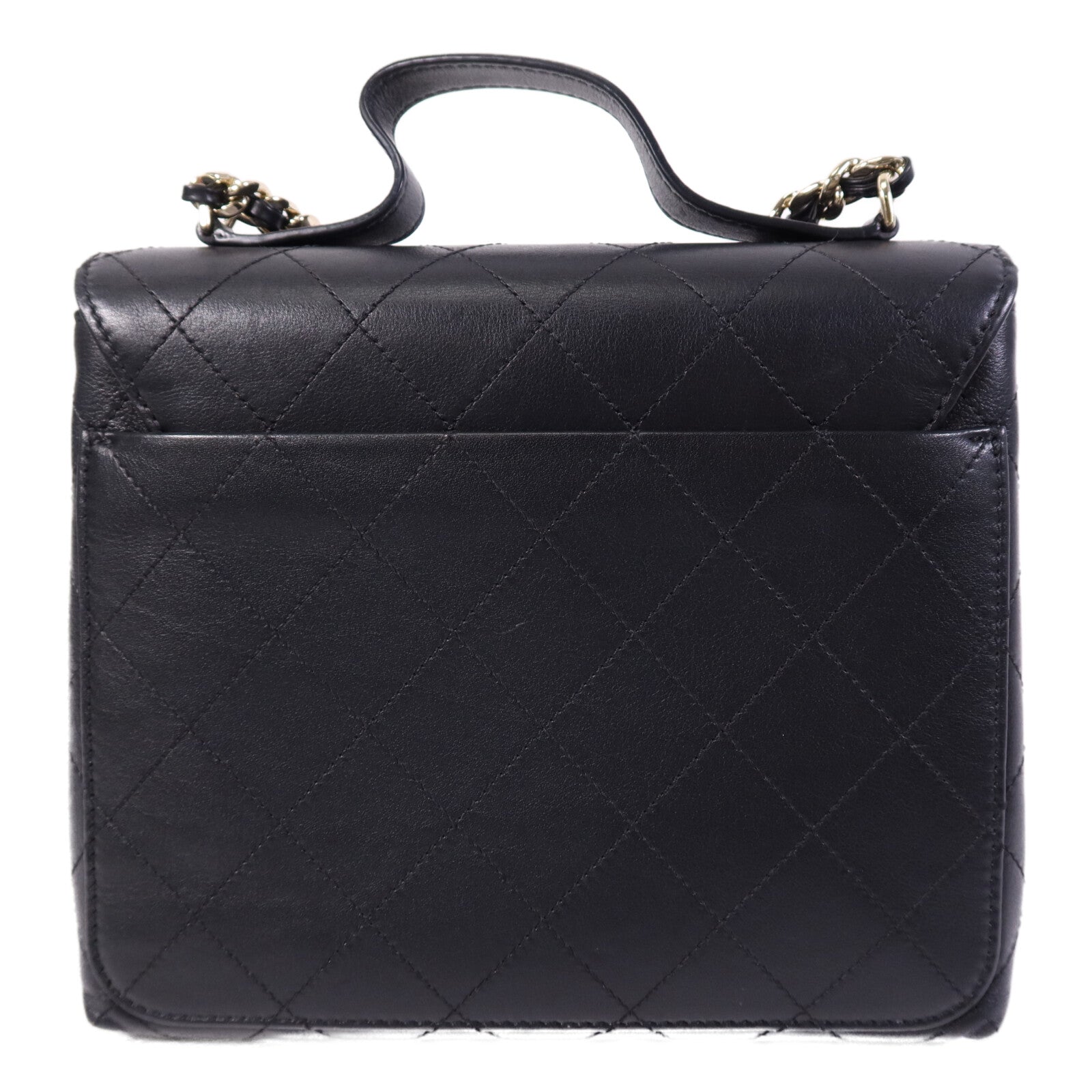 CHANEL 牛皮皮革Chain Shoulder Bag金扣鏈帶手挽肩背兩用袋