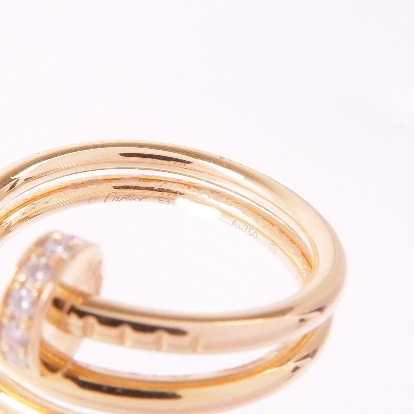 CARTIER 18K玫瑰金Juste un Clou Double鑽石戒指Cartier#53/US#6.5