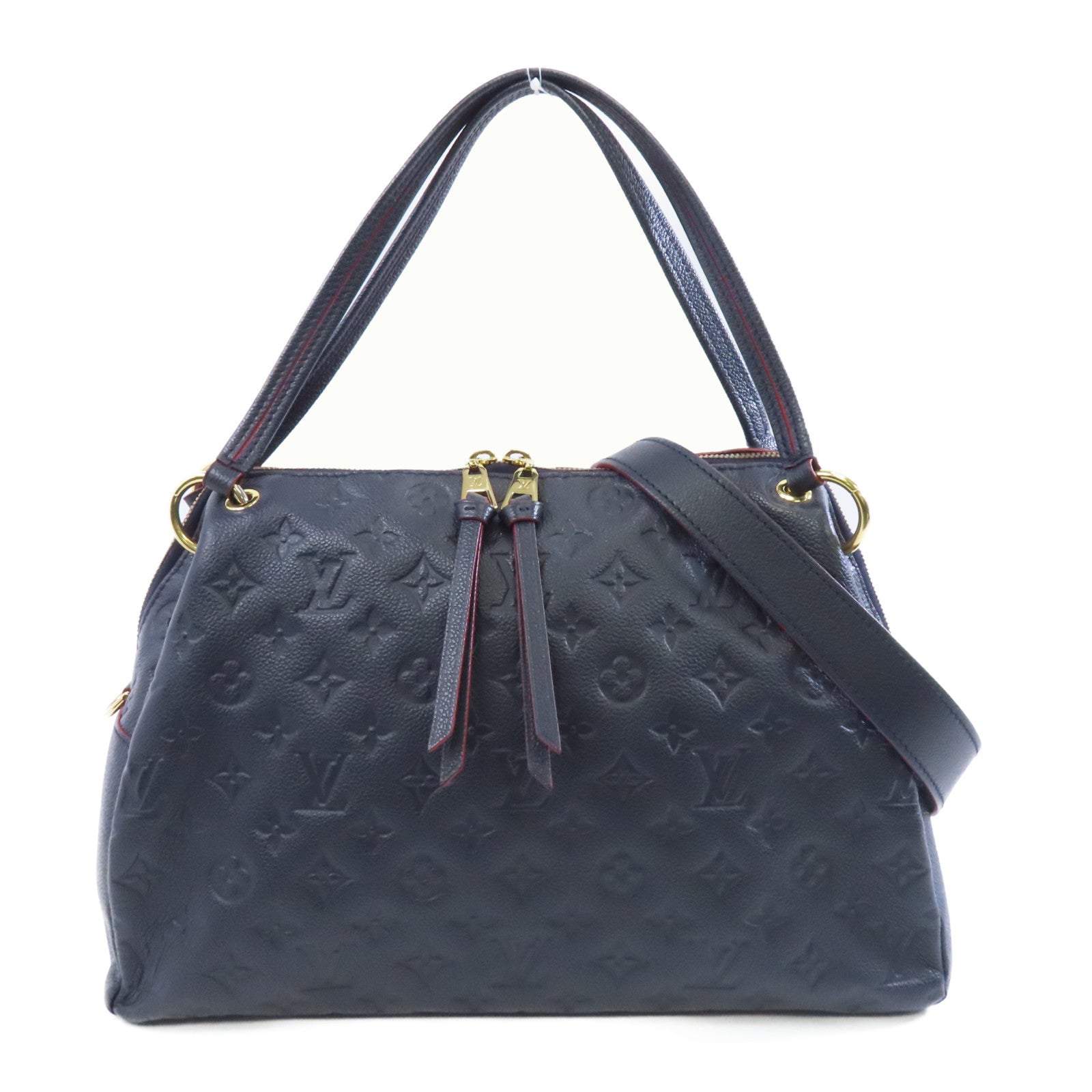 LOUIS VUITTON Monogram Empreinte Ponthieu PM金扣手挽肩背兩用袋深藍色