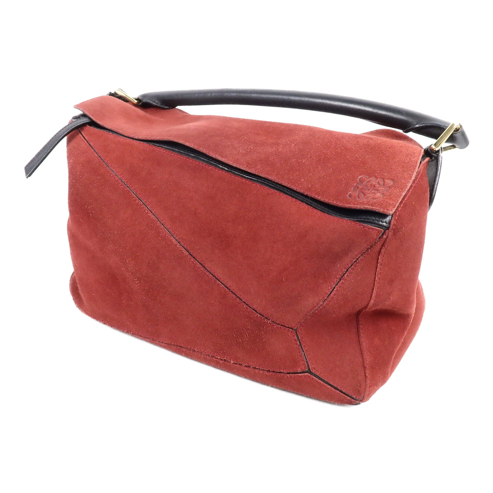 LOEWE 麂皮皮革Puzzle Medium手挽肩背兩用袋
