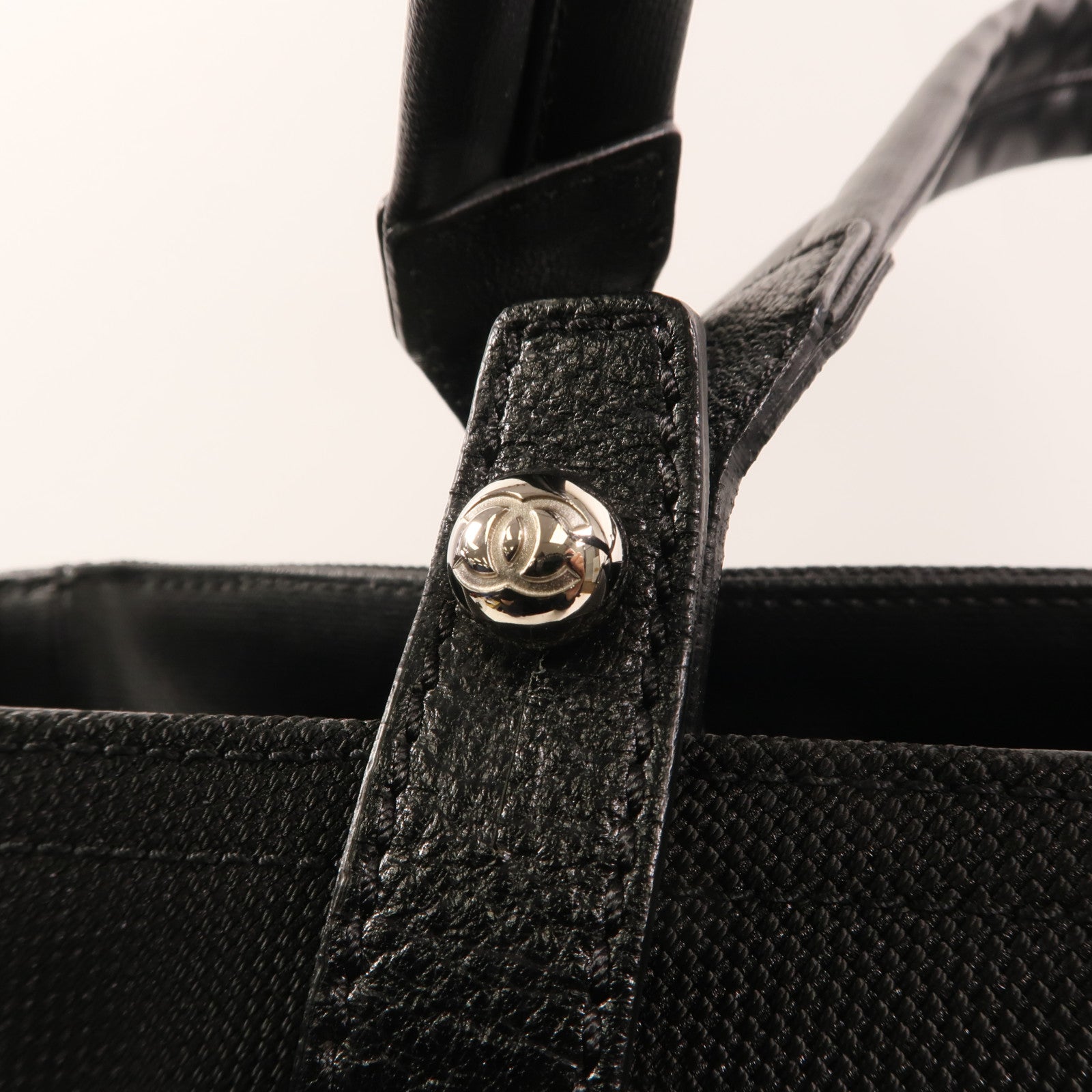 CHANEL 尼龍/帆布Tote Bag銀扣手挽袋