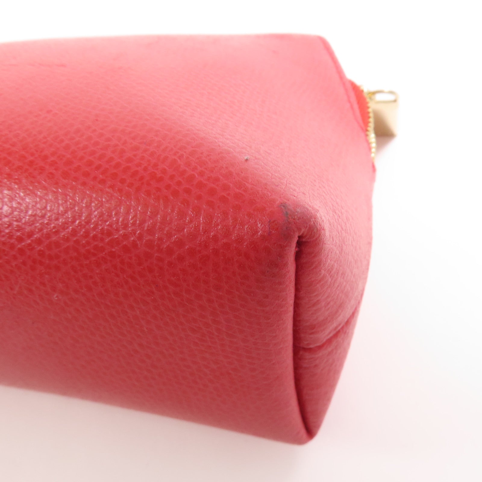 FURLA GHW Pouch Calfskin Leather Red
