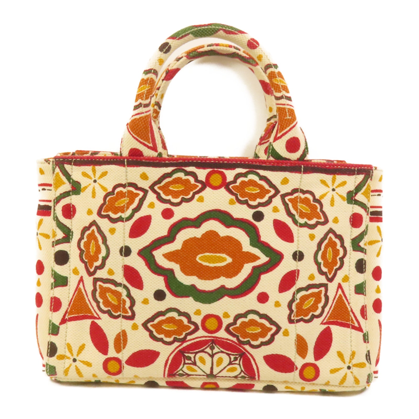 PRADA 帆布Canapa Joy金扣手挽肩背兩用袋