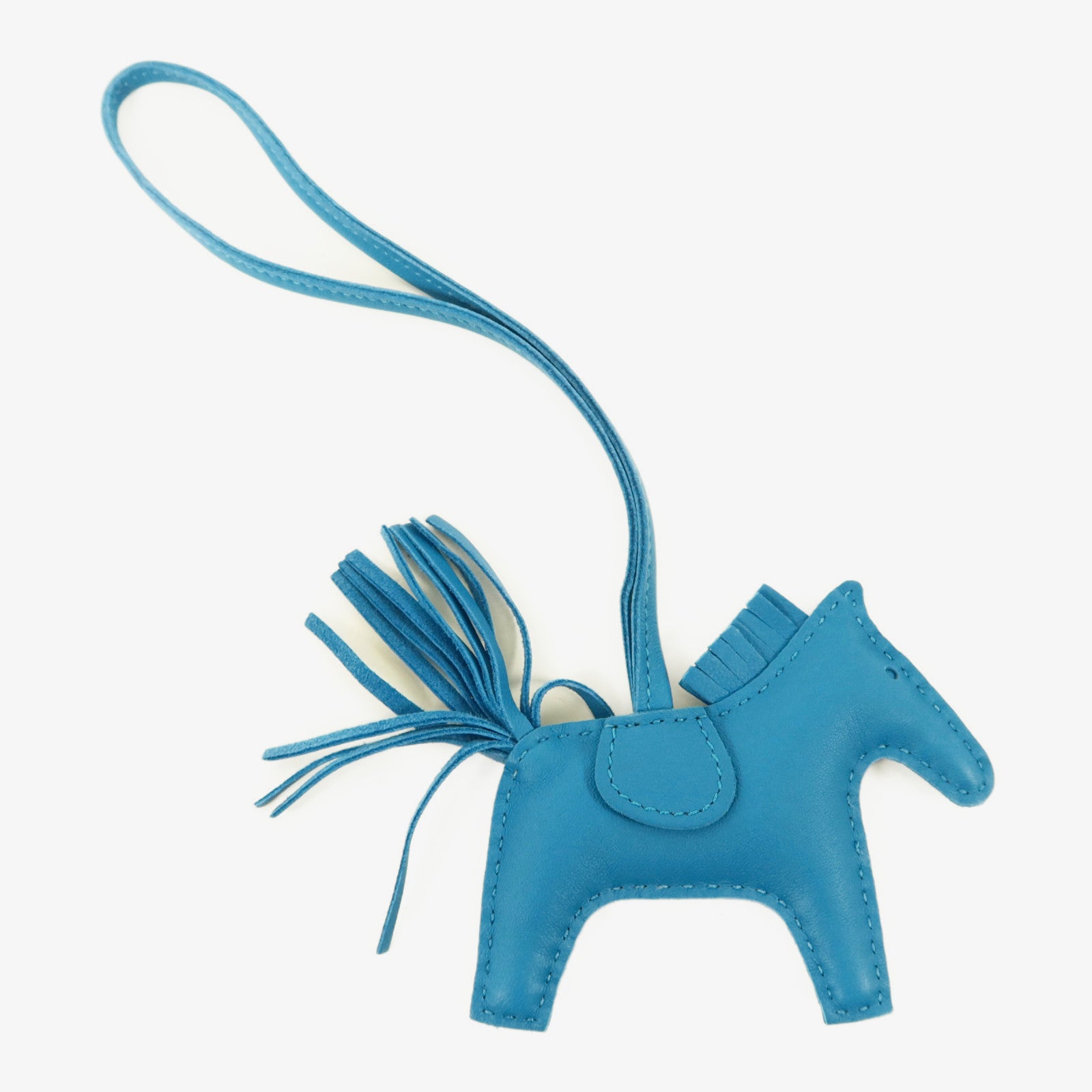 HERMES Milo皮革Rodeo PM掛飾Bleu France