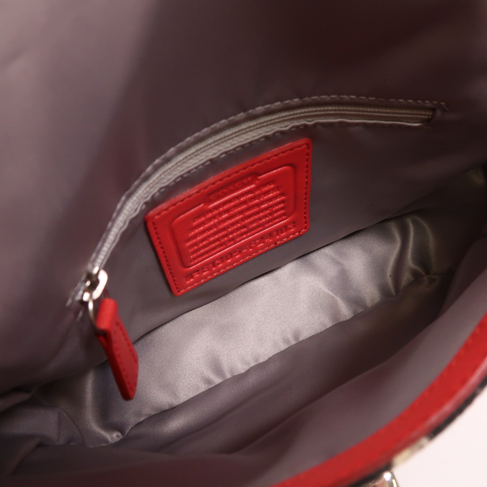 COACH 帆布/牛皮皮革Shoulder Bag銀扣肩背袋