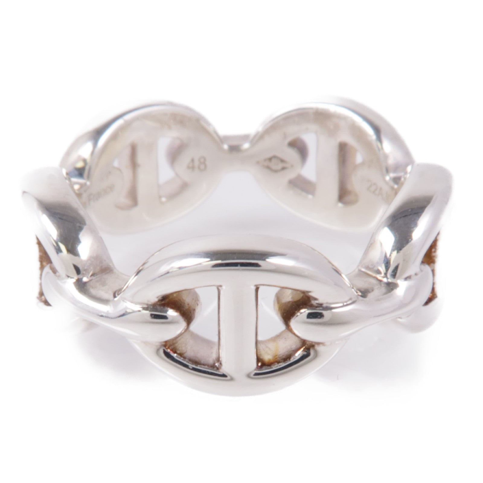 HERMES 925純銀Chaine d'ancre Enchainee Ring戒指US#4.5