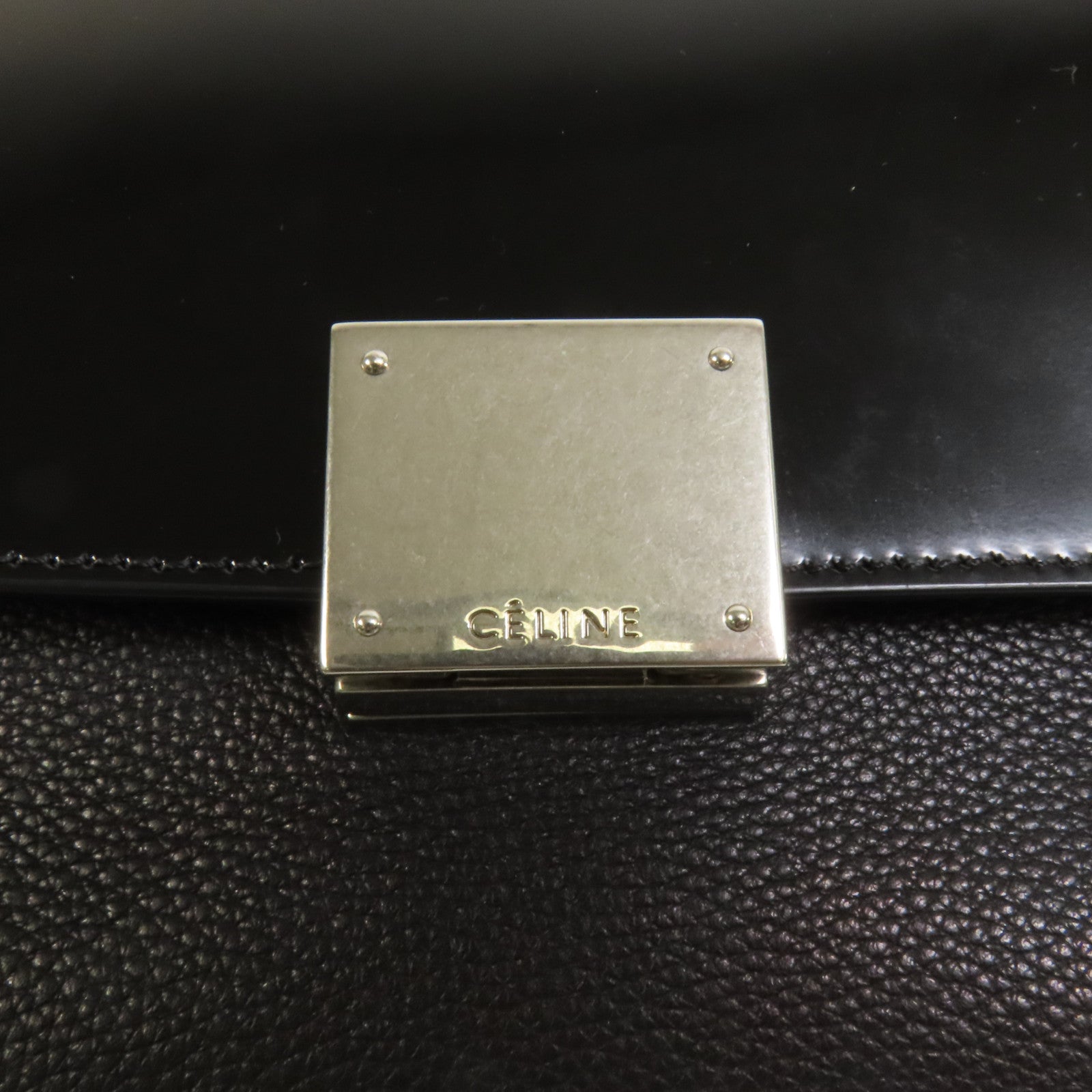 CELINE 牛皮皮革Trapeze銀扣手挽肩背兩用袋