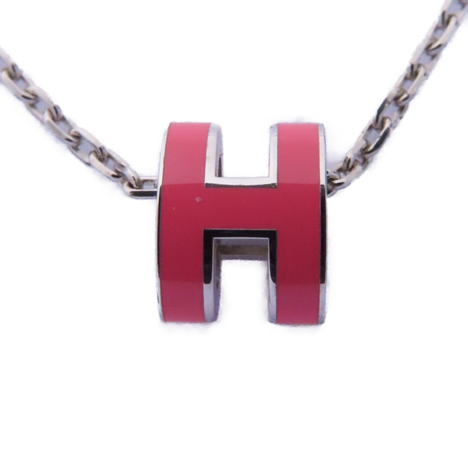 HERMES 金屬Mini Pop H Necklace項鍊粉紅色/銀色