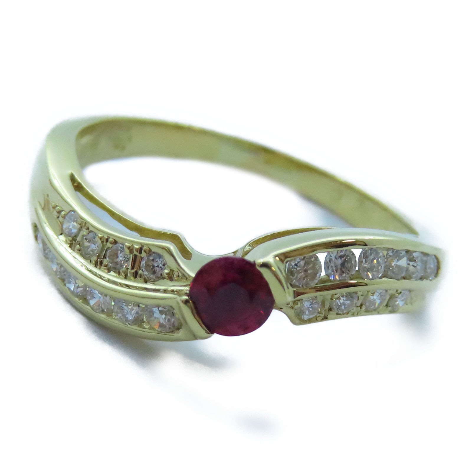 JEWELRY 【激減優惠】18K黃金Ruby/Diamond Ring 0.26ct紅寶石/0.30ct鑽石戒指US#8