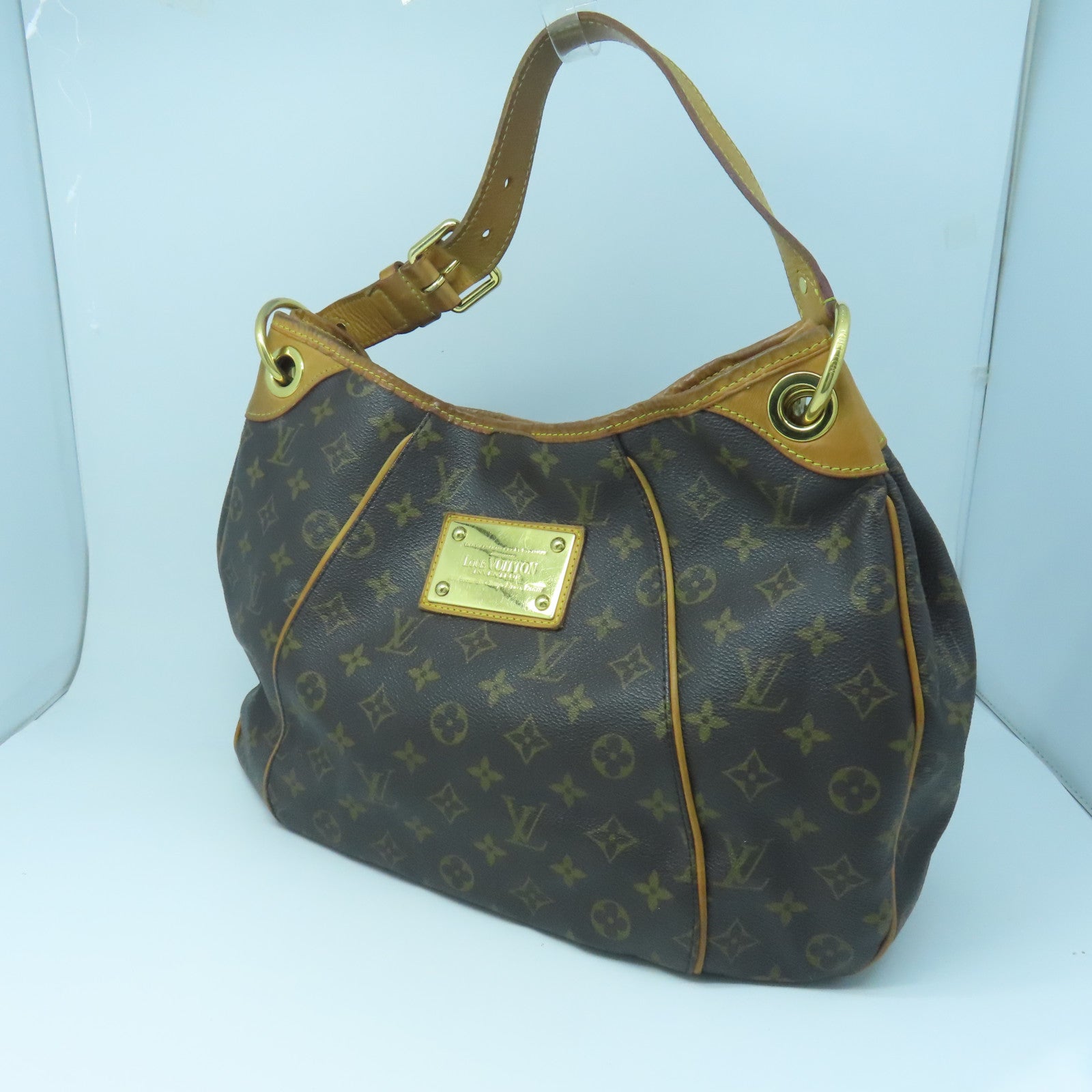 LOUIS VUITTON Monogram Galliera PM Gold Buckle Shoulder Bag Brown