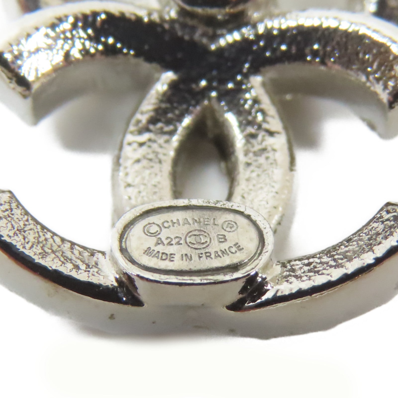CHANEL 金屬/水晶Pierced Earrings耳環銀色