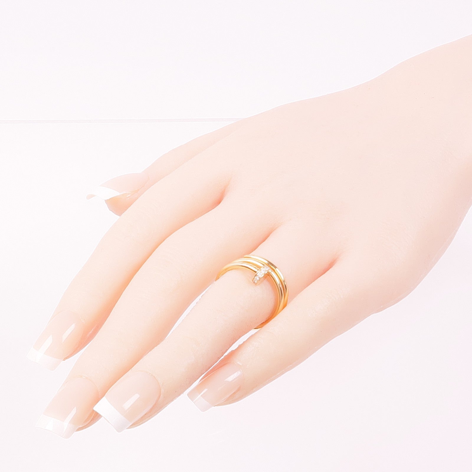 CARTIER 18K玫瑰金Juste un Clou Double鑽石戒指Cartier#53/US#6.5