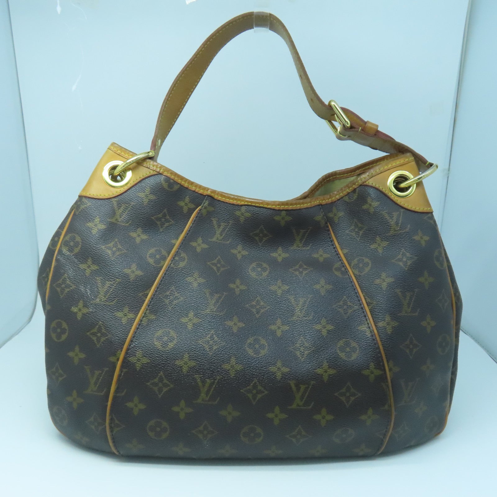 LOUIS VUITTON Monogram Galliera PM Gold Buckle Shoulder Bag Brown