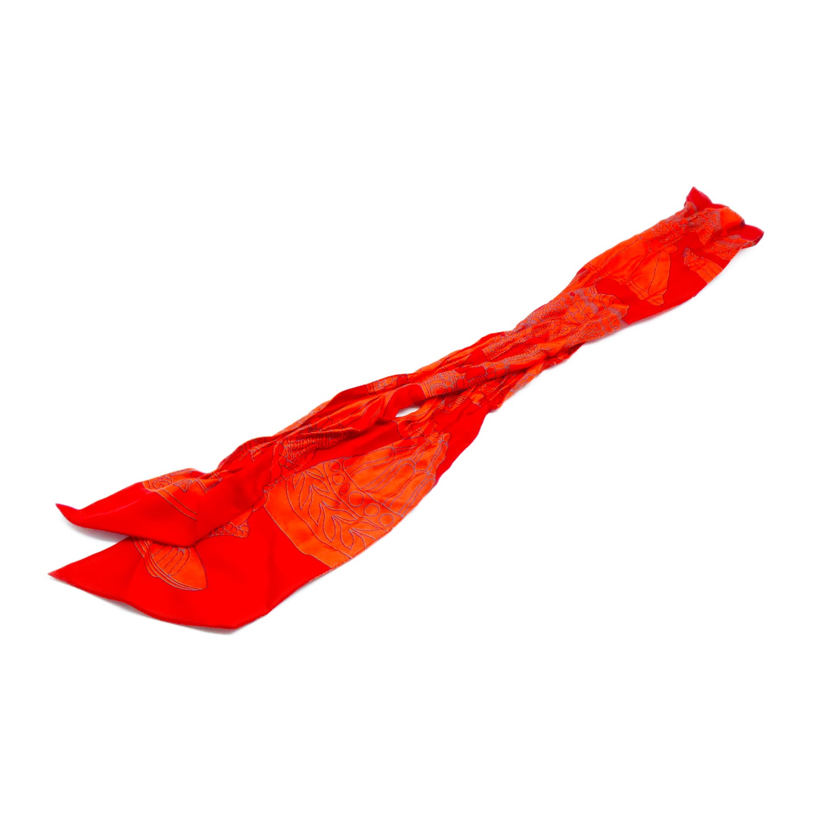 HERMES 【激減優惠】絲質Maxi Twilly絲巾橙色