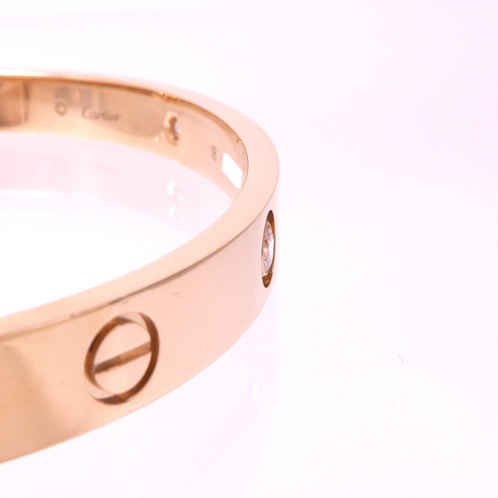 CARTIER 18K玫瑰金Love Bracelet 4 Diamonds鑽石手鐲Cartier#18