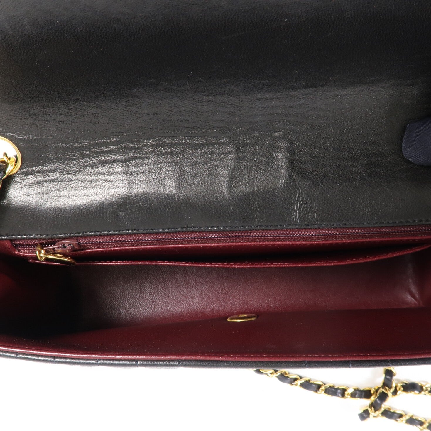 CHANEL 牛皮皮革Chain Shoulder金扣鏈帶肩背袋