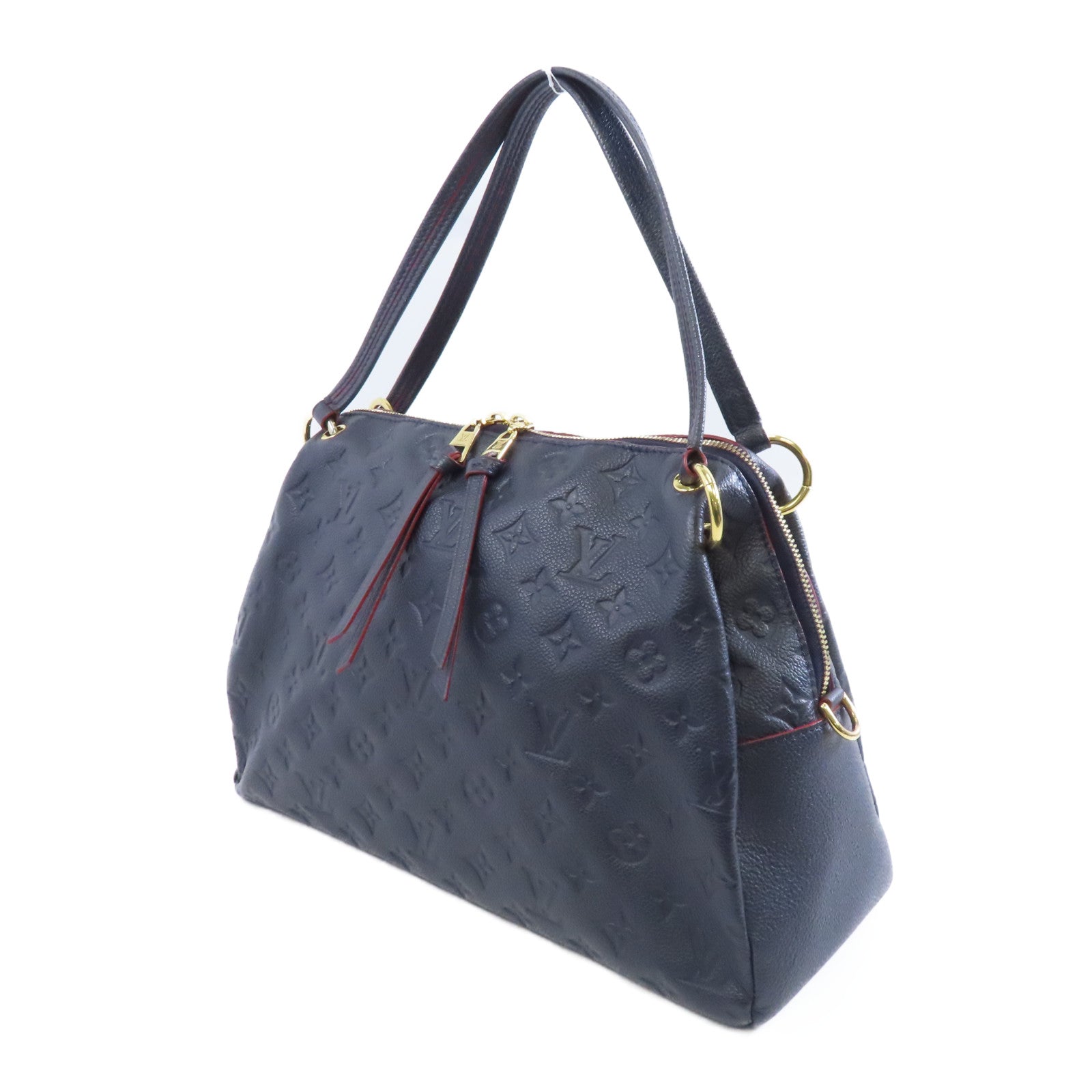LOUIS VUITTON Monogram Empreinte Ponthieu PM金扣手挽肩背兩用袋深藍色