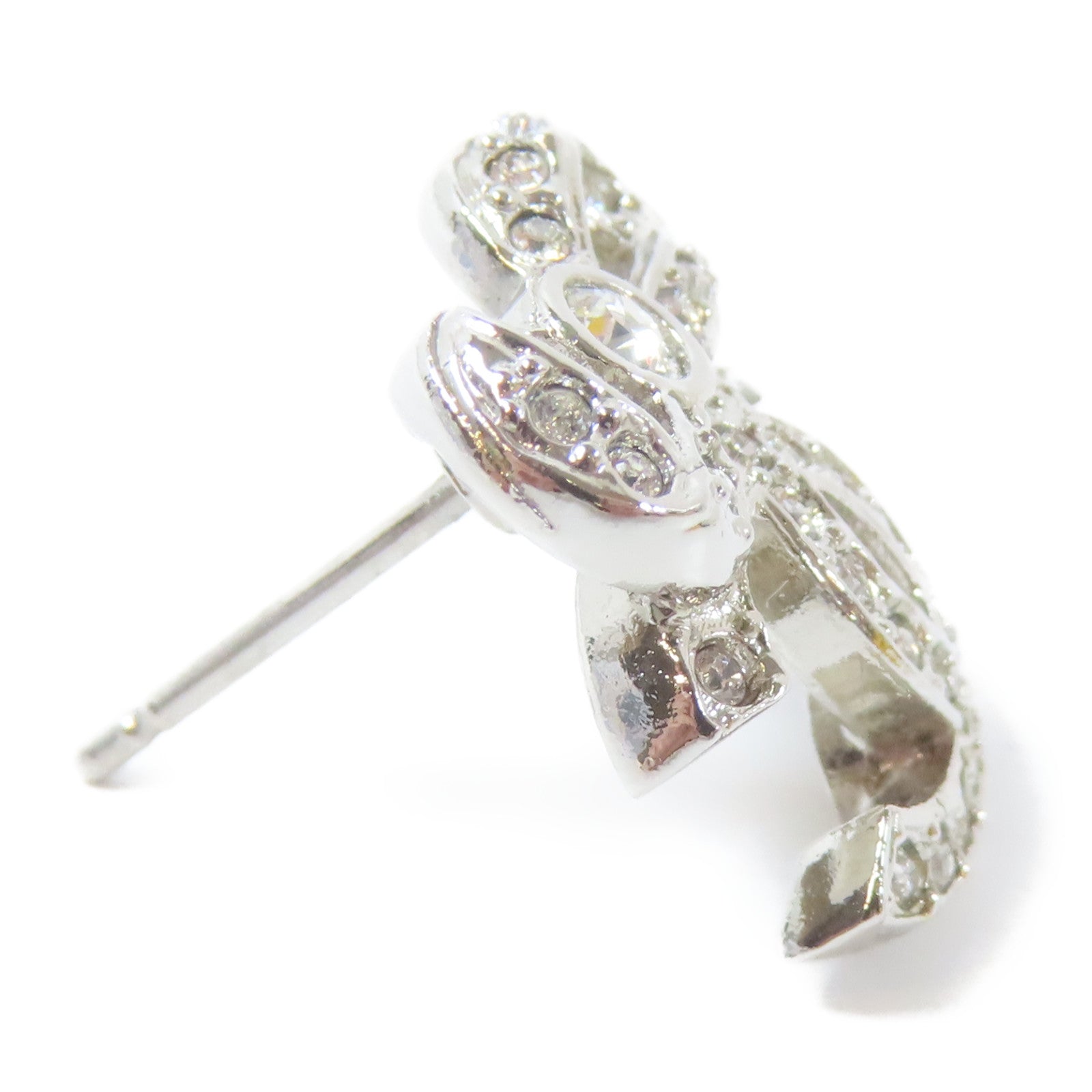 CHANEL 金屬/水晶Pierced Earrings耳環銀色