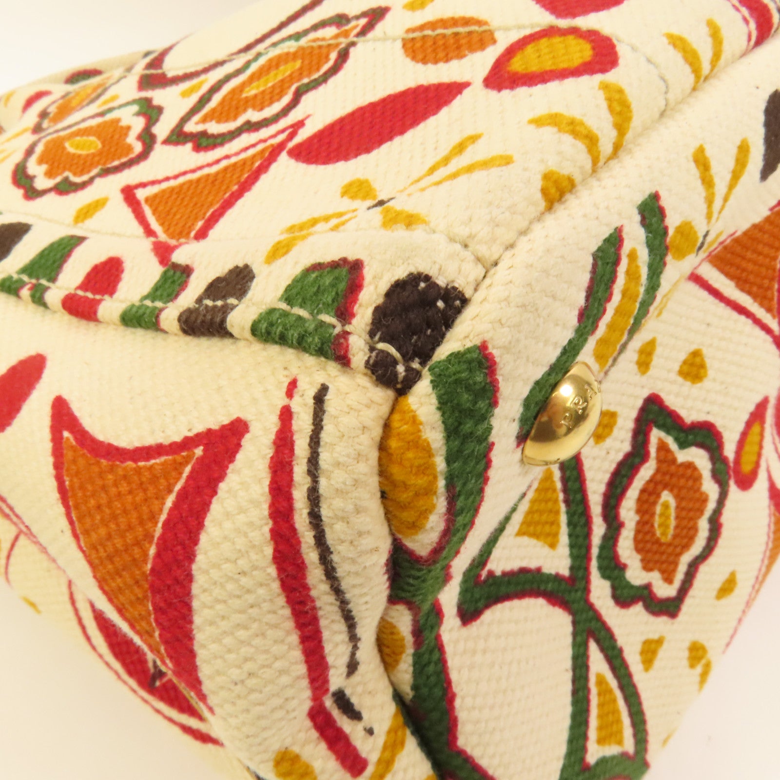 PRADA 帆布Canapa Joy金扣手挽肩背兩用袋