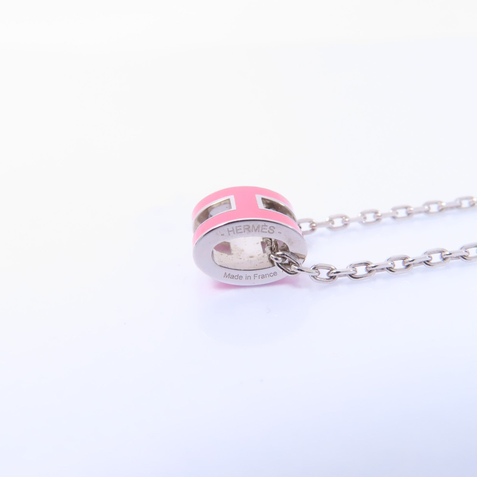 HERMES 金屬Mini Pop H Necklace項鍊粉紅色/銀色
