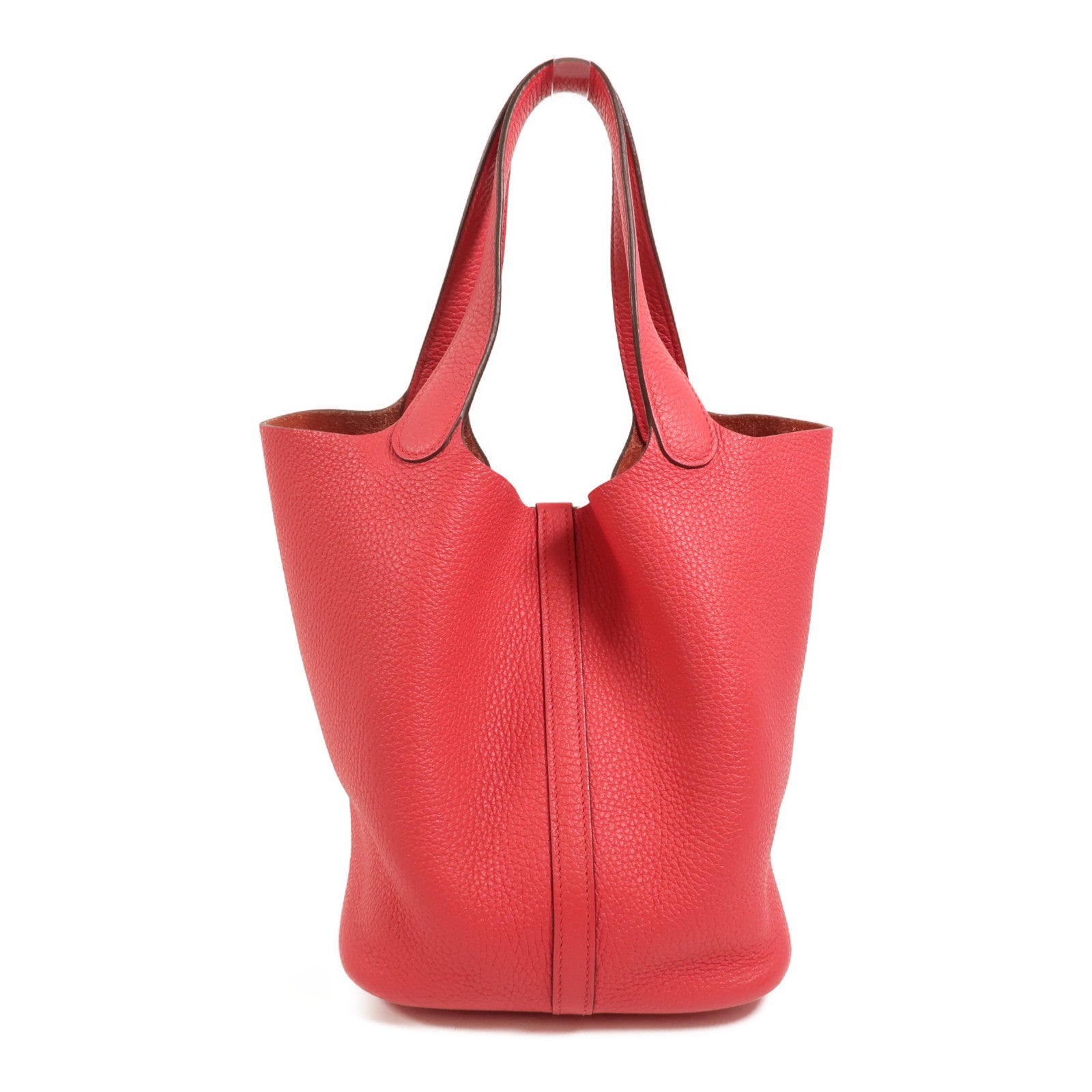 HERMES Clemence皮革Picotin MM手挽袋Rose Extreme