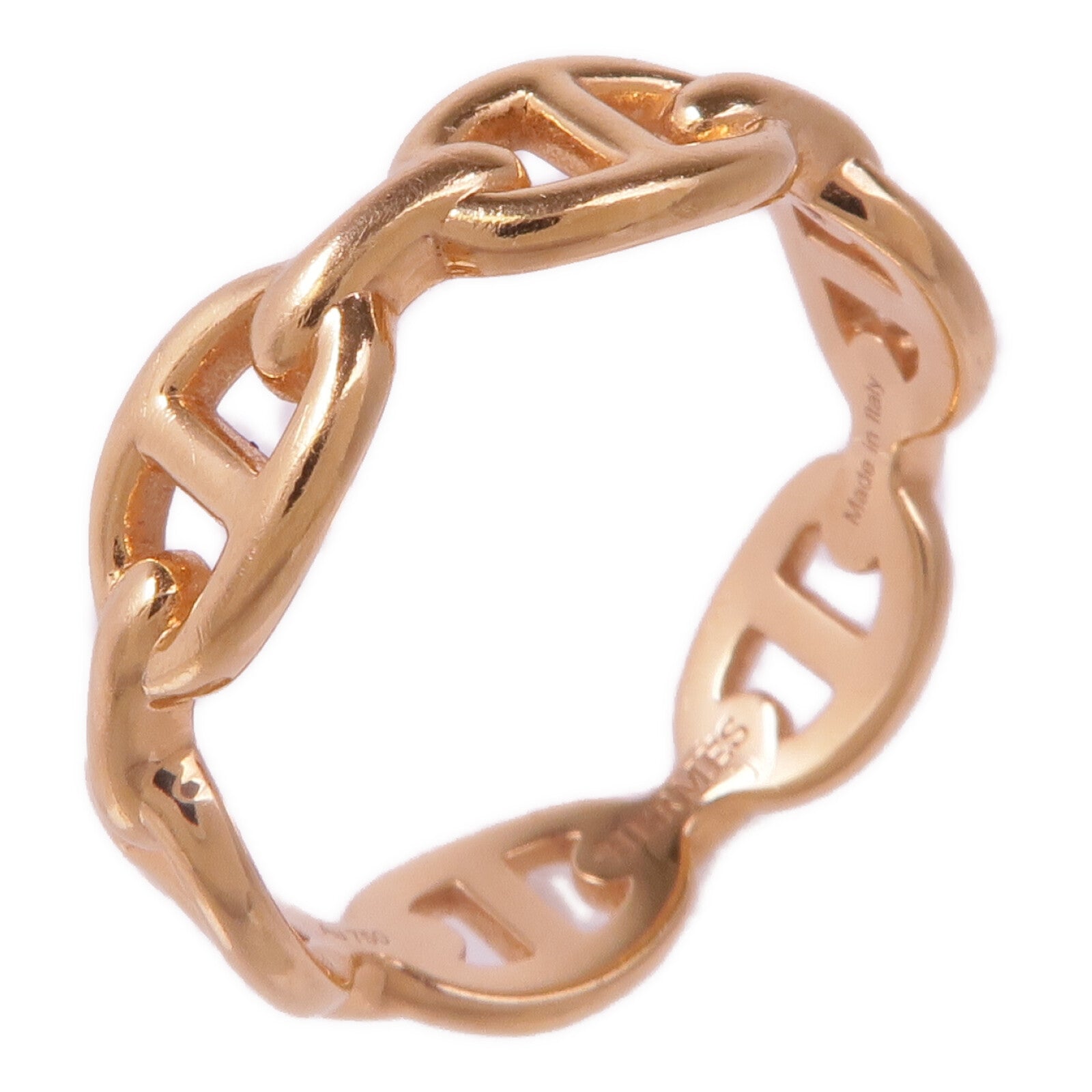 HERMES 18K玫瑰金Chaine d'ancre Enchainee Ring戒指Hermes#54 US#6.75