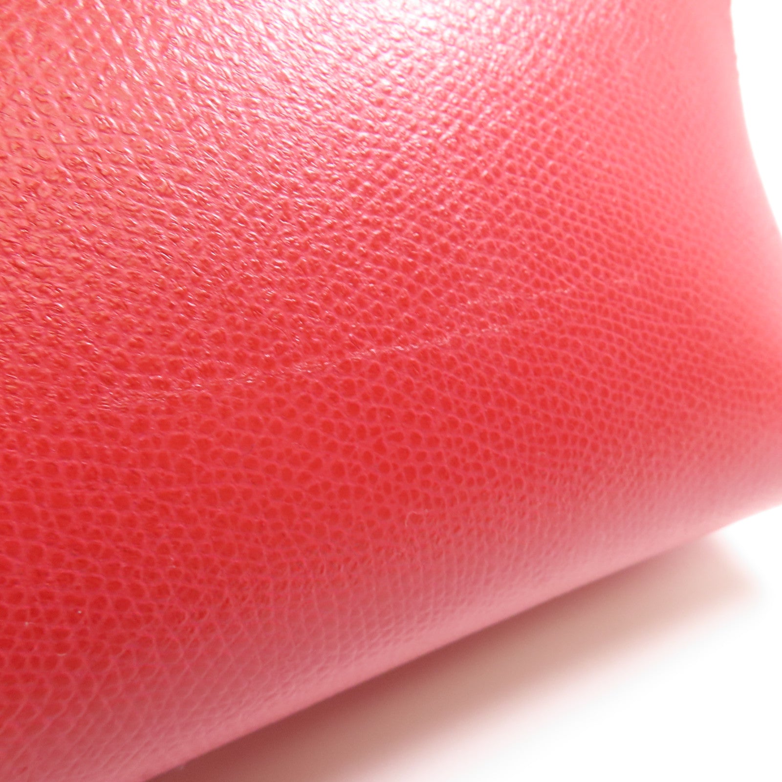 FURLA GHW Pouch Calfskin Leather Red