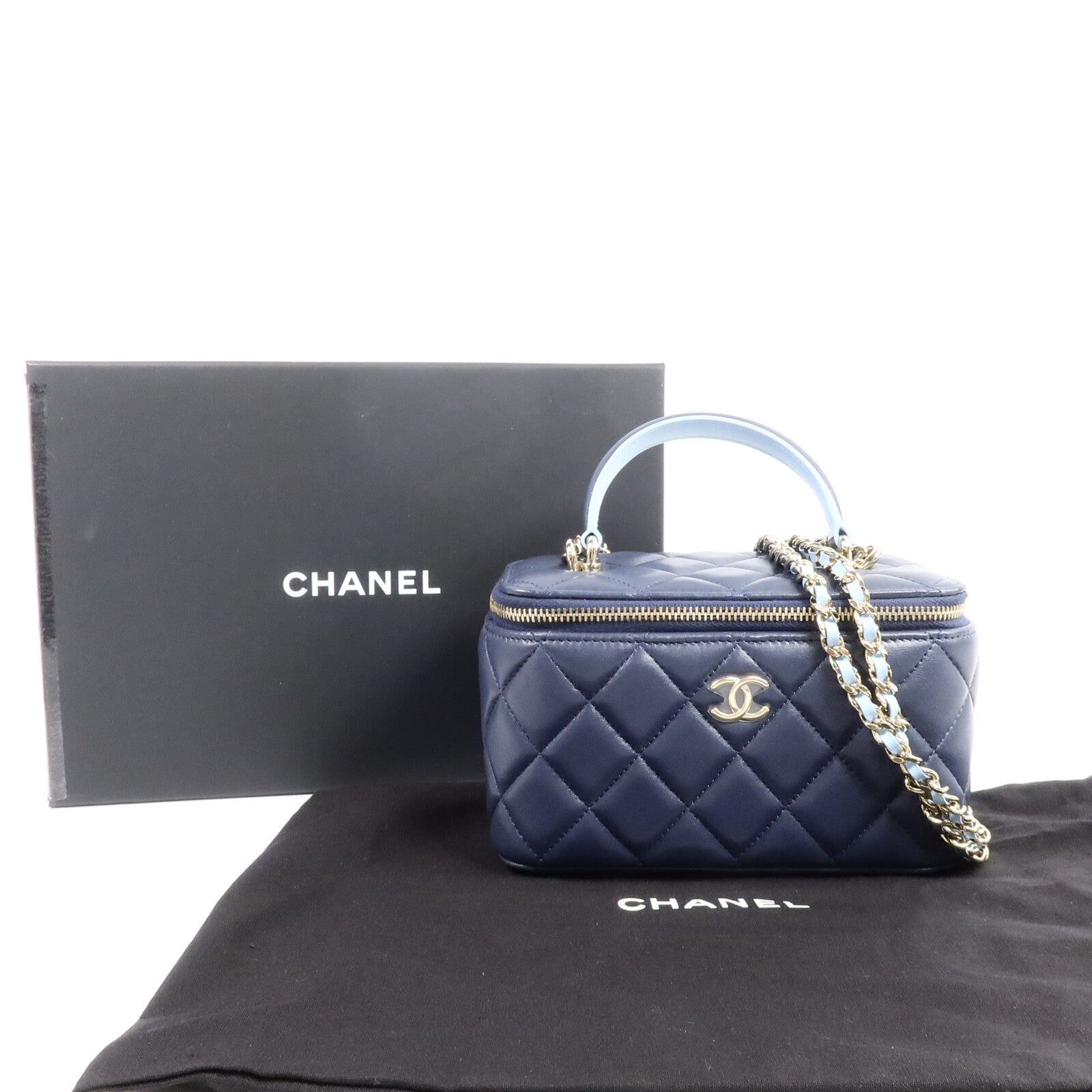 CHANEL 羊皮皮革Top Handle Vanity Case手挽肩背兩用袋