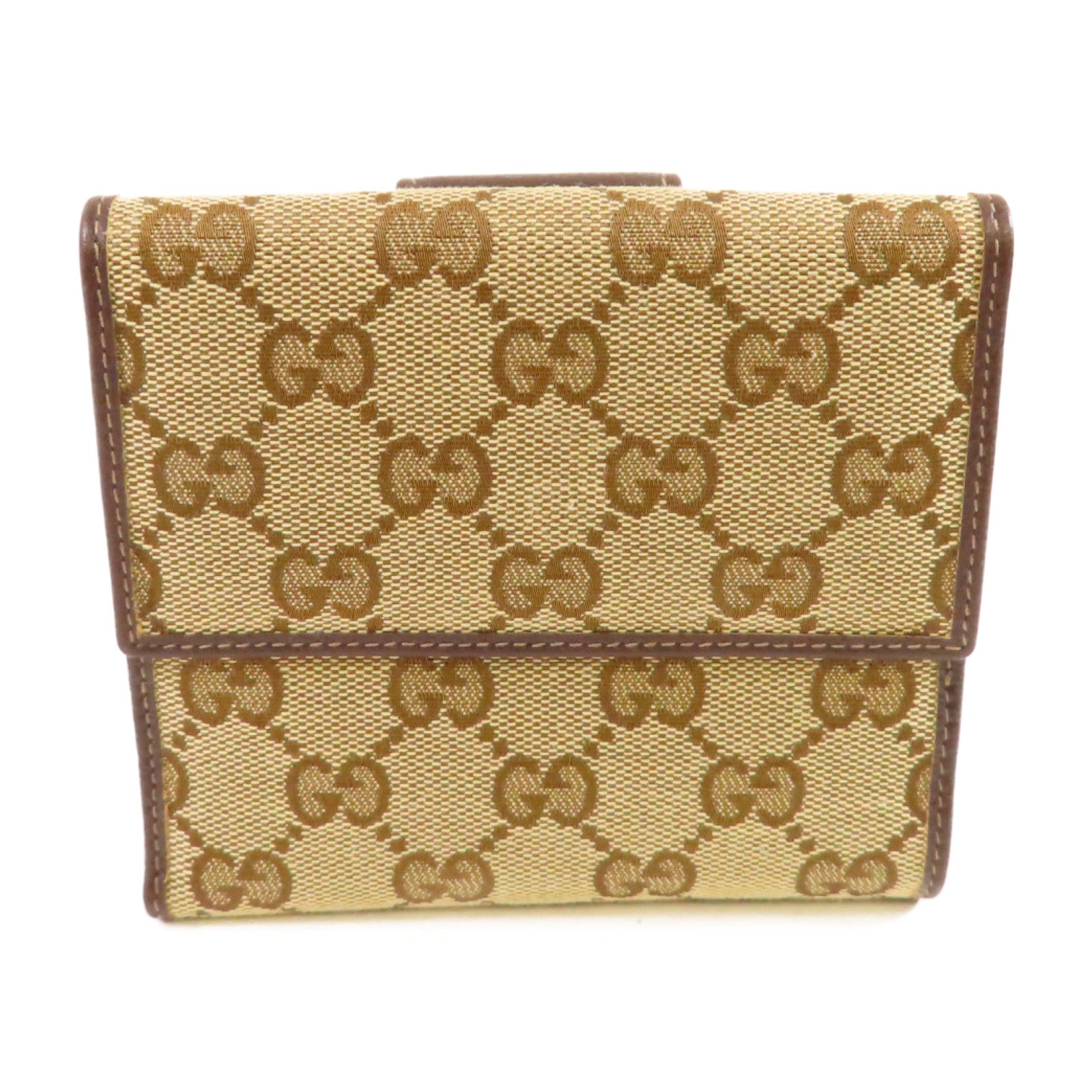 GUCCI GG帆布Abbey D-Ring Wallet金扣短錢包啡色