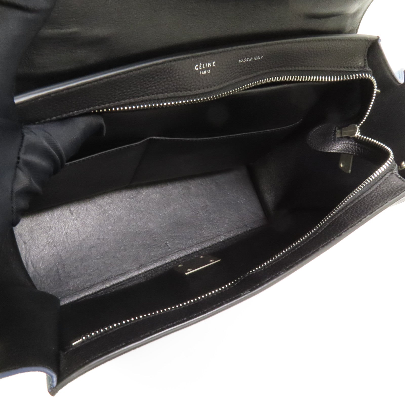 CELINE 牛皮皮革Trapeze銀扣手挽肩背兩用袋