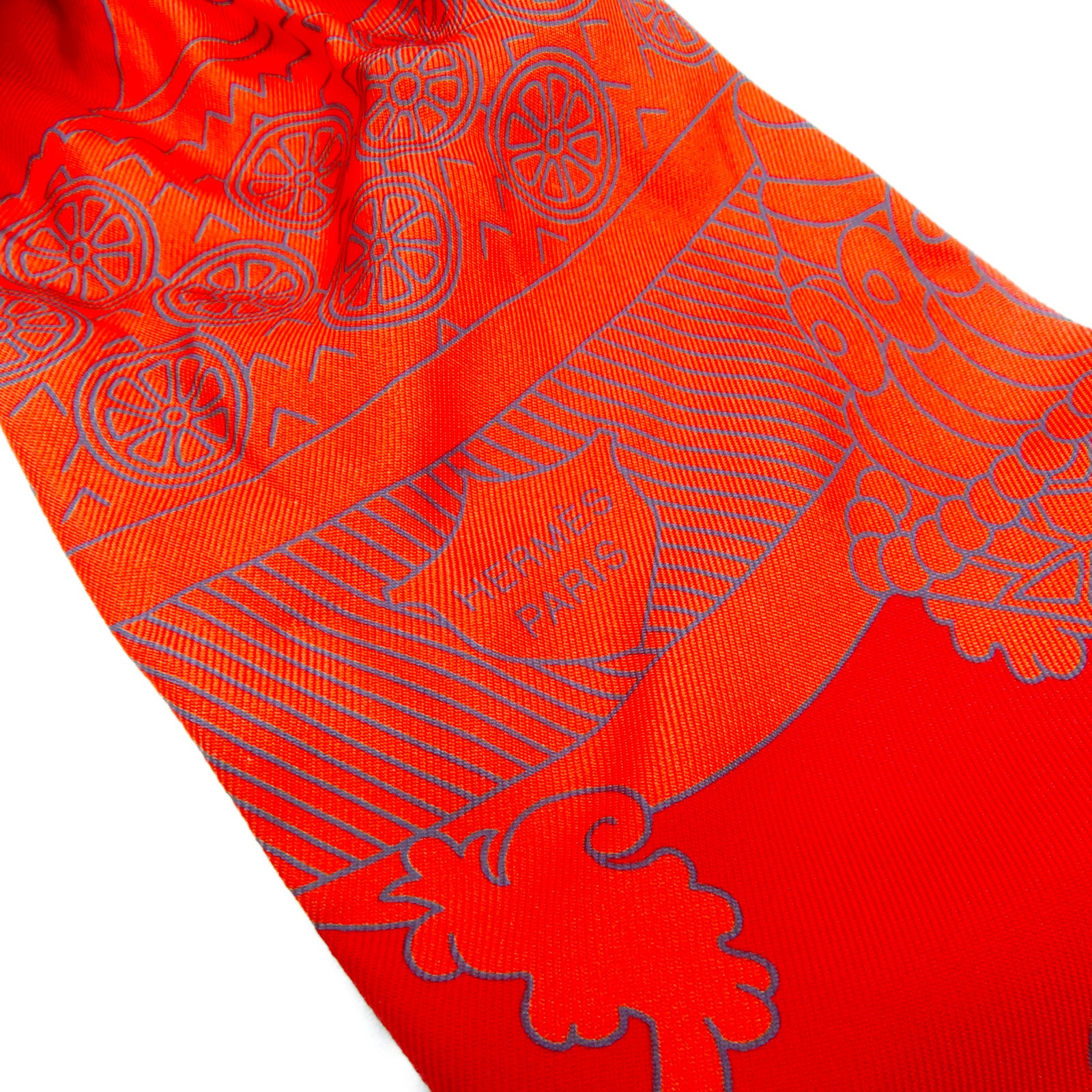HERMES 【激減優惠】絲質Maxi Twilly絲巾橙色